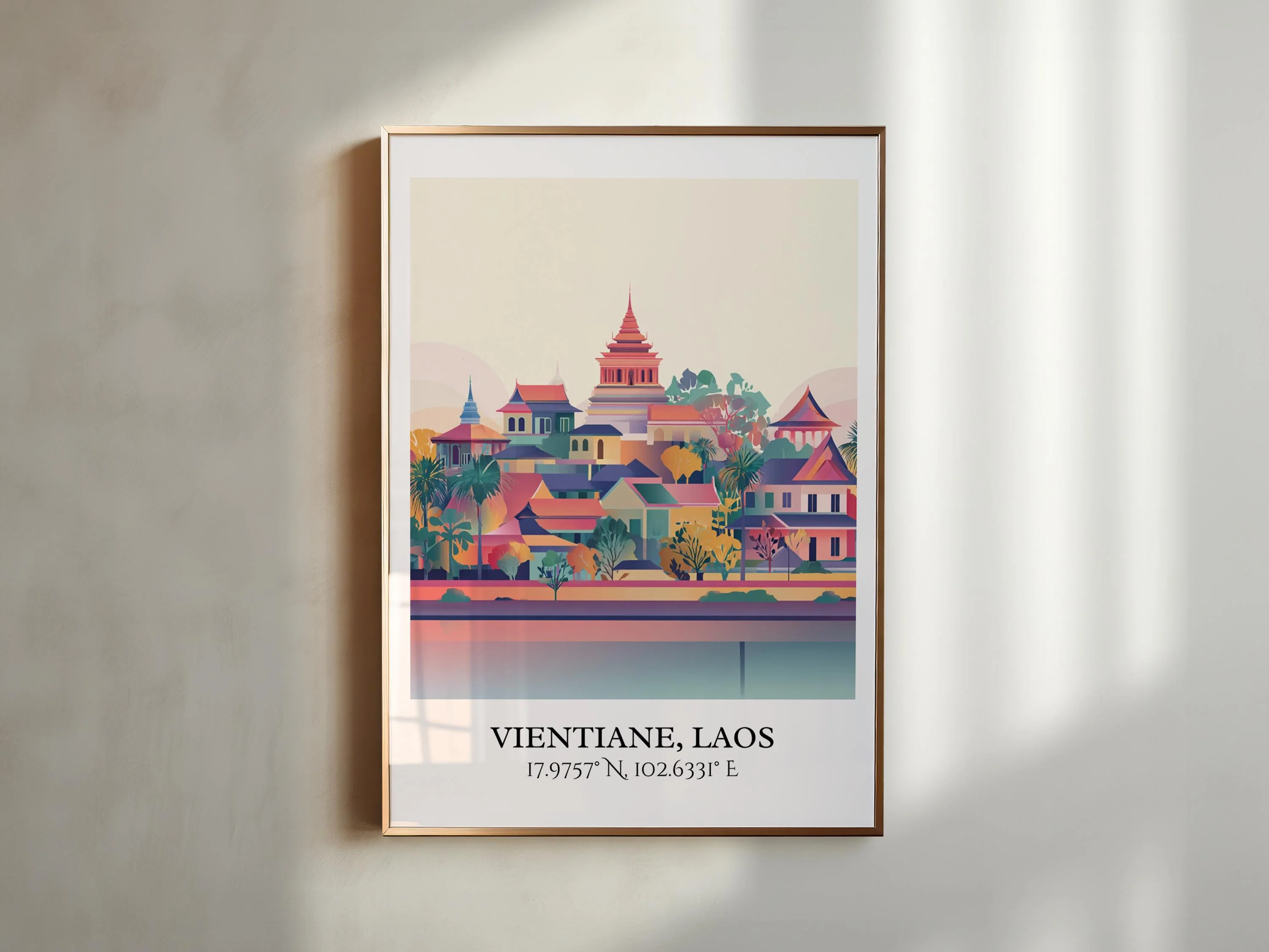 Vientiane, Laos – Watercolor Art Print - Image 3