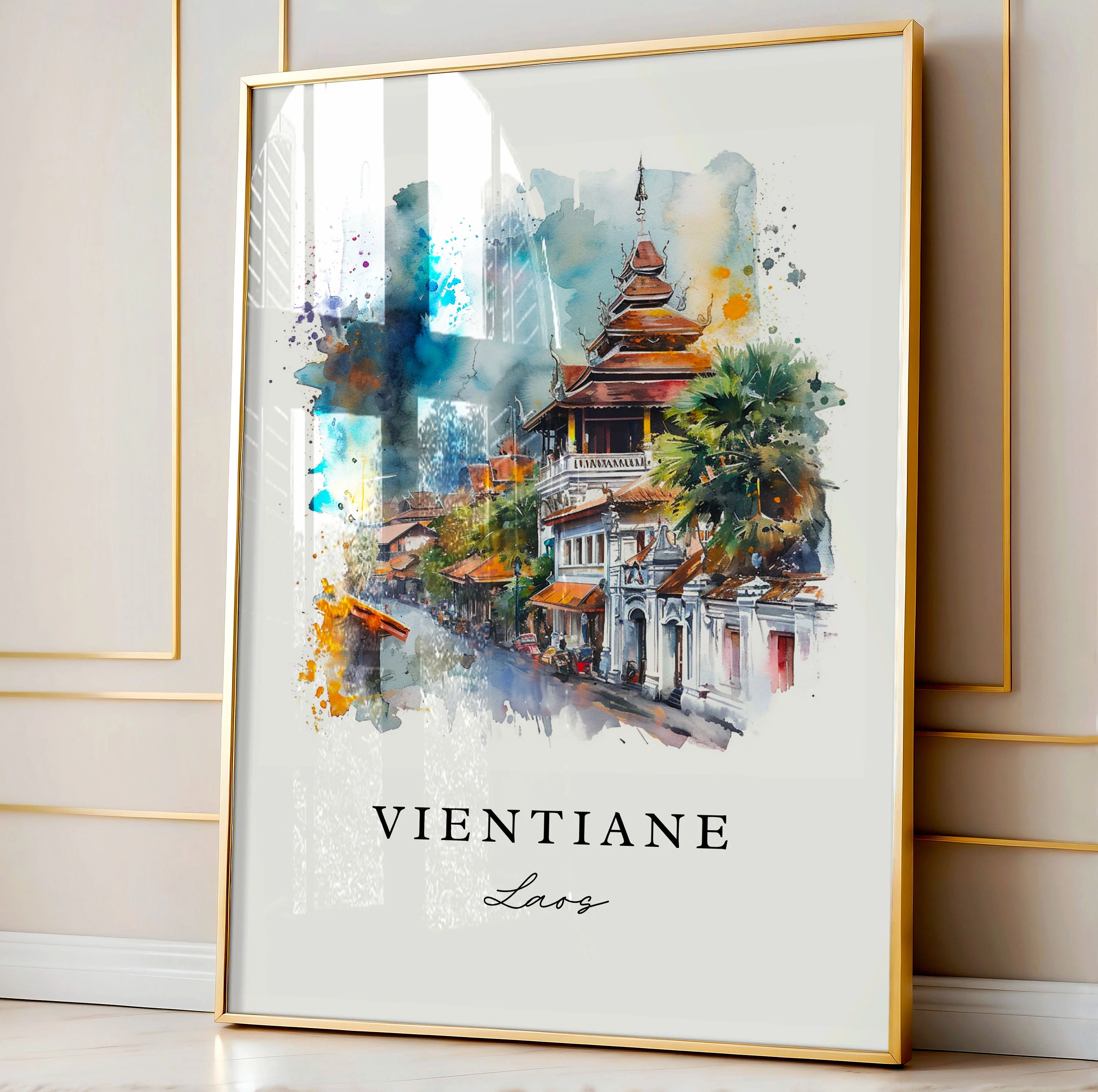 Vientiane, Laos – Watercolor Art Print - Image 4