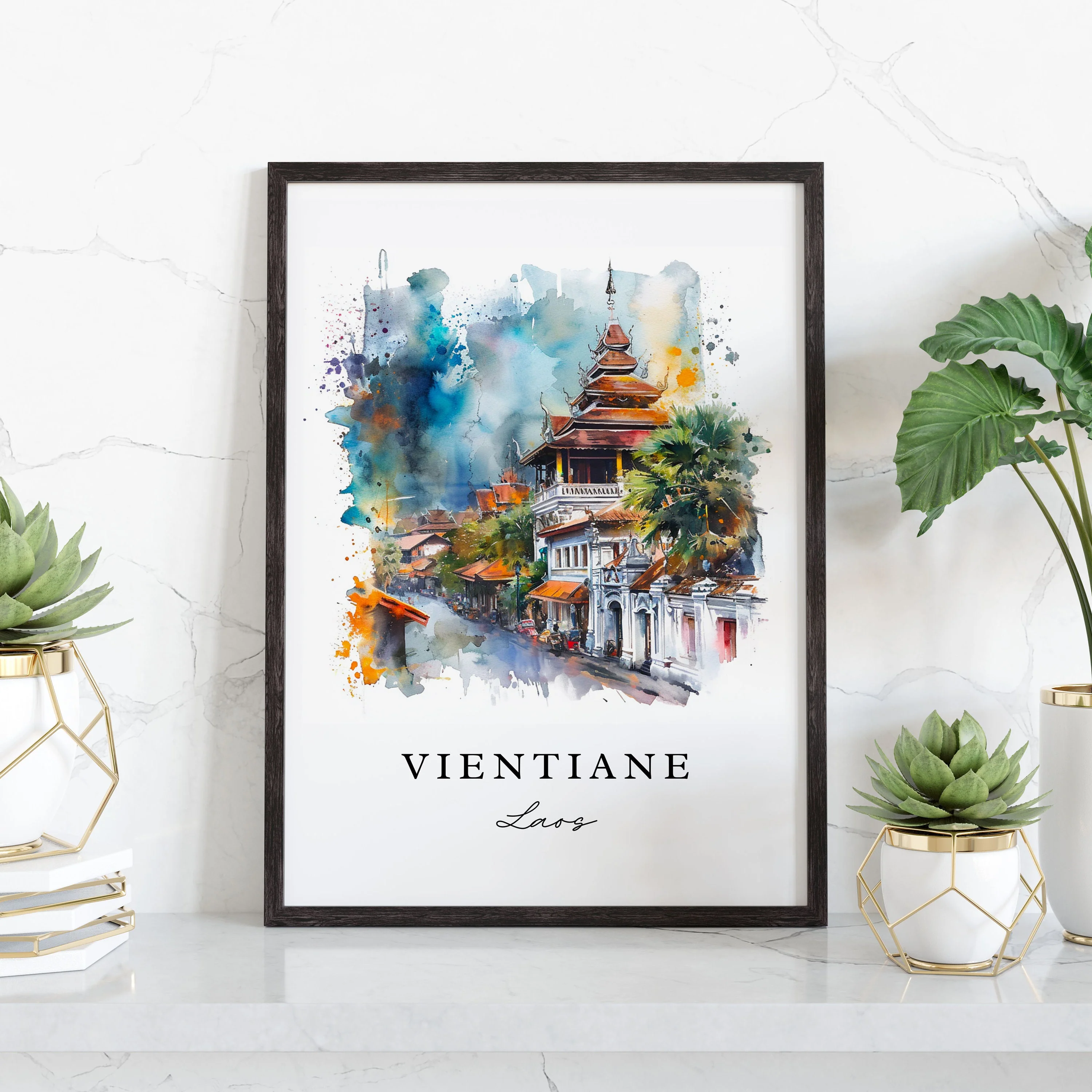 Vientiane, Laos – Watercolor Art Print - Image 5