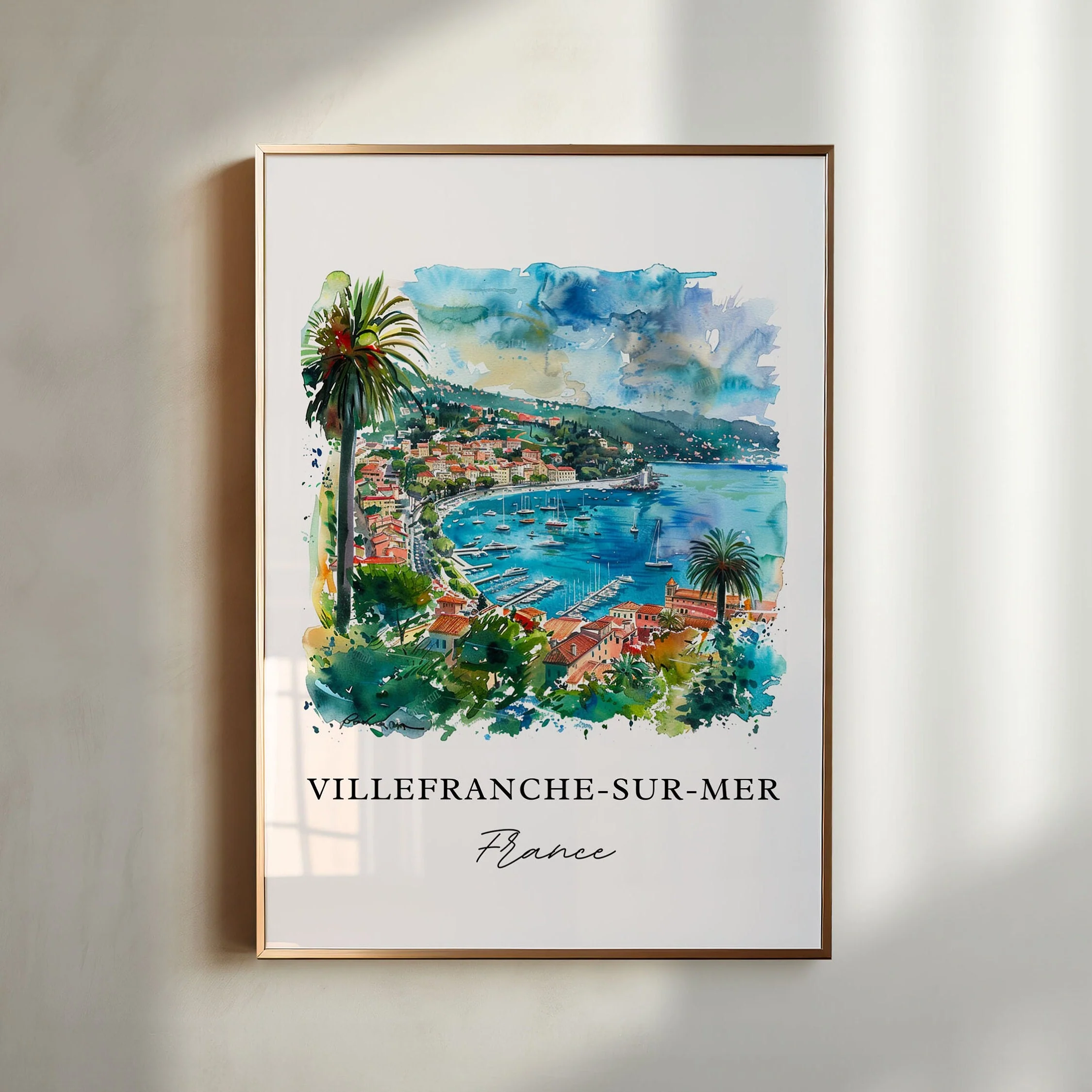 Villefranche-sur-Mer, France – Watercolor Art Print