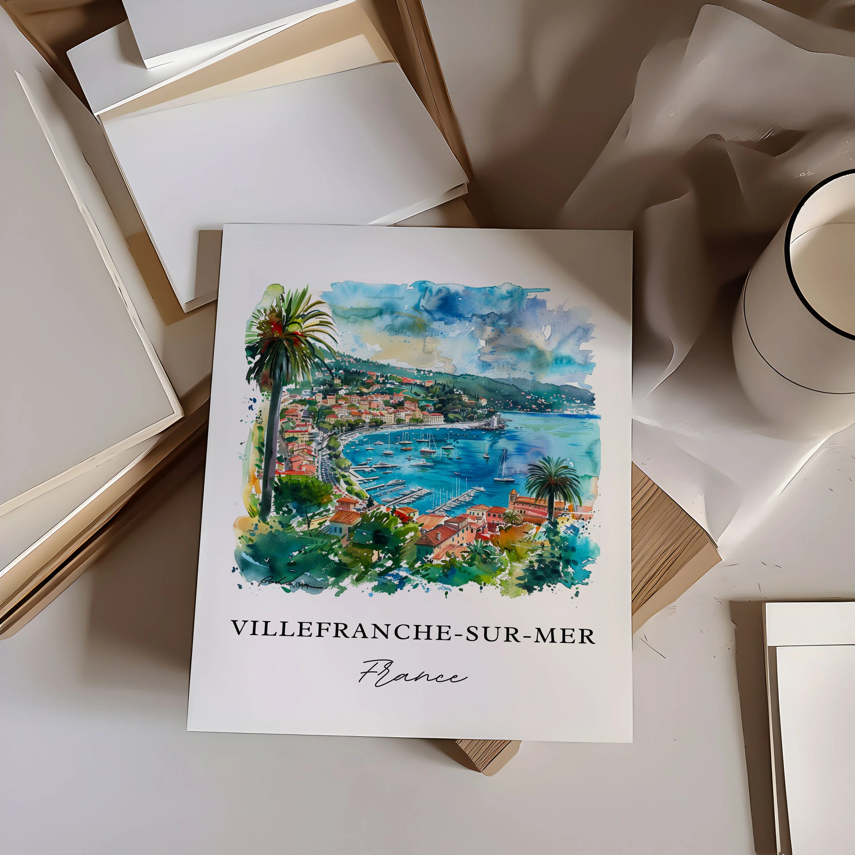 Villefranche-sur-Mer, France – Watercolor Art Print - Image 2