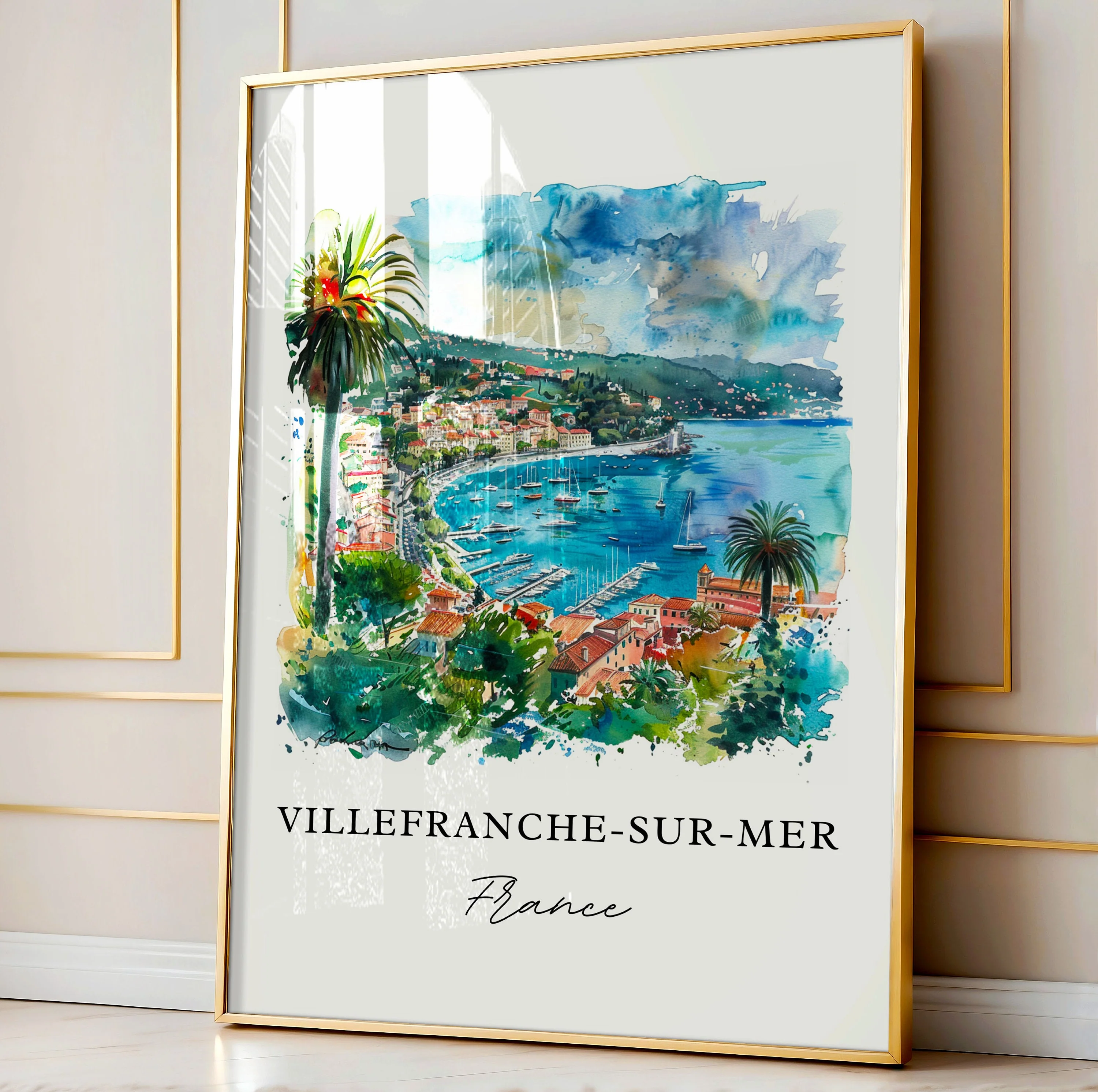 Villefranche-sur-Mer, France – Watercolor Art Print - Image 4