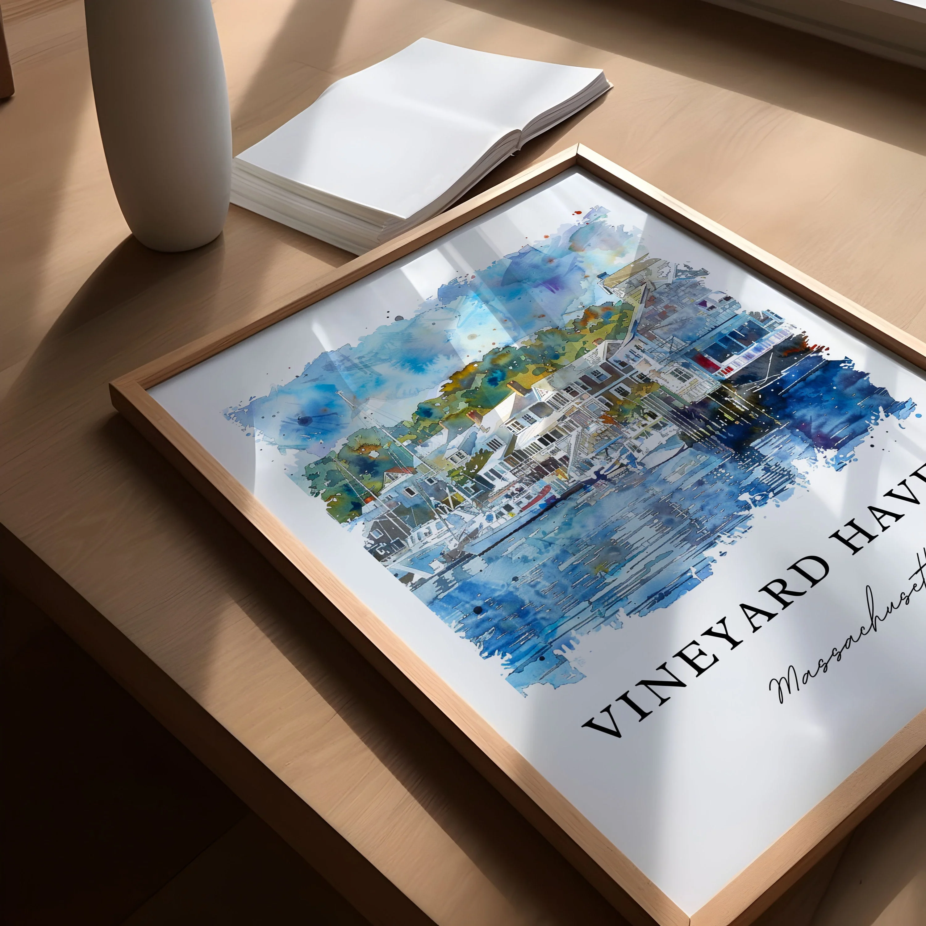 Vineyard Haven, USA – Watercolor Art Print - Image 2