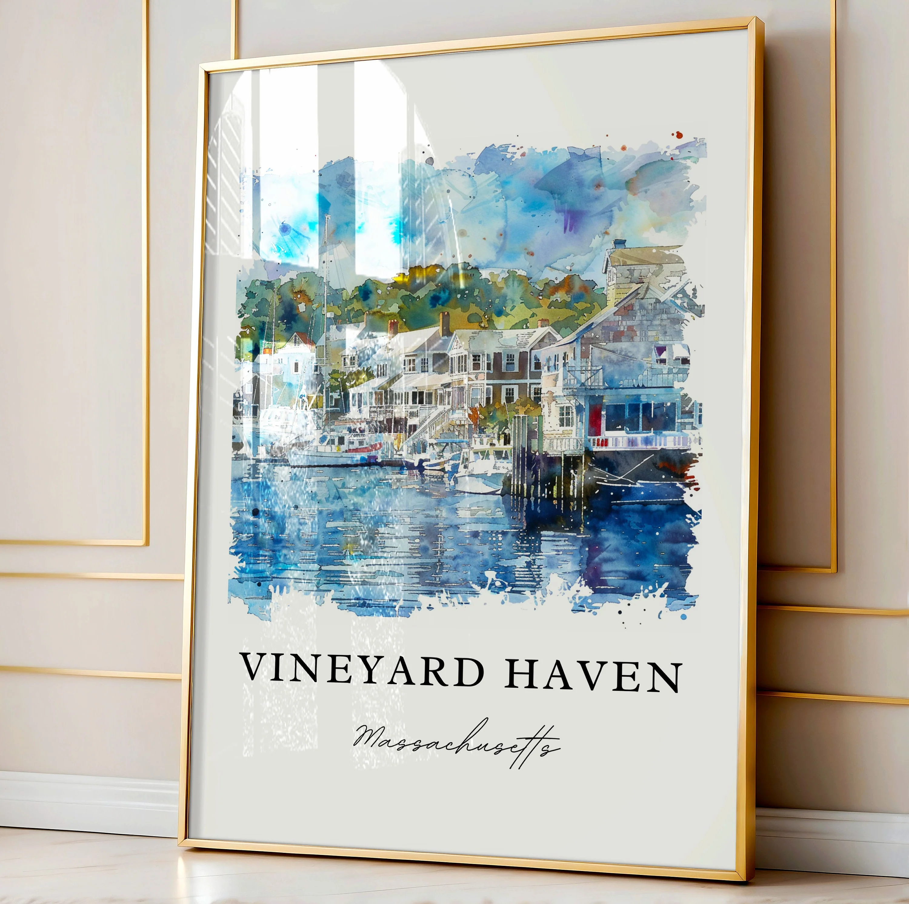 Vineyard Haven, USA – Watercolor Art Print - Image 4