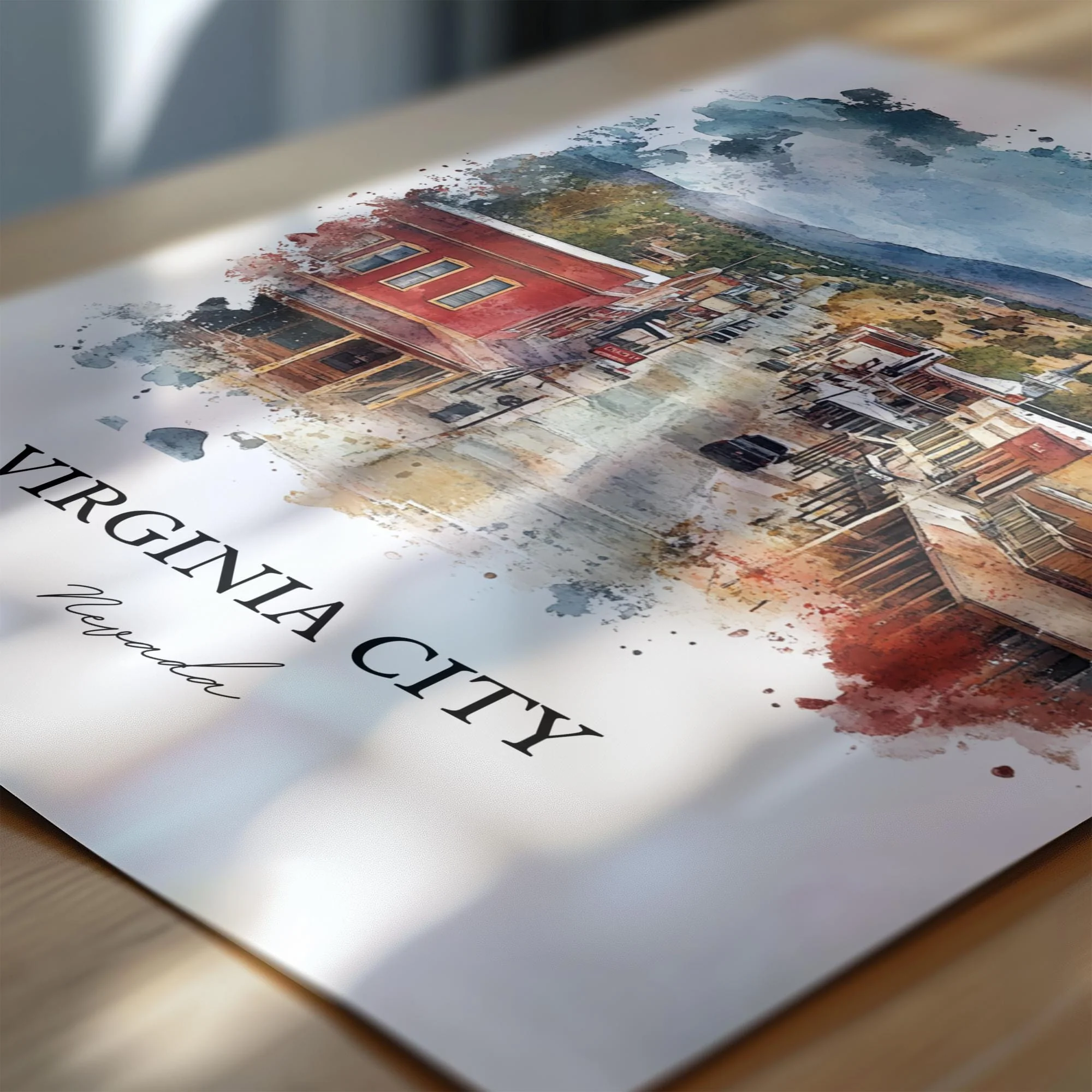 Virginia City, NV, USA – Watercolor Art Print - Image 2