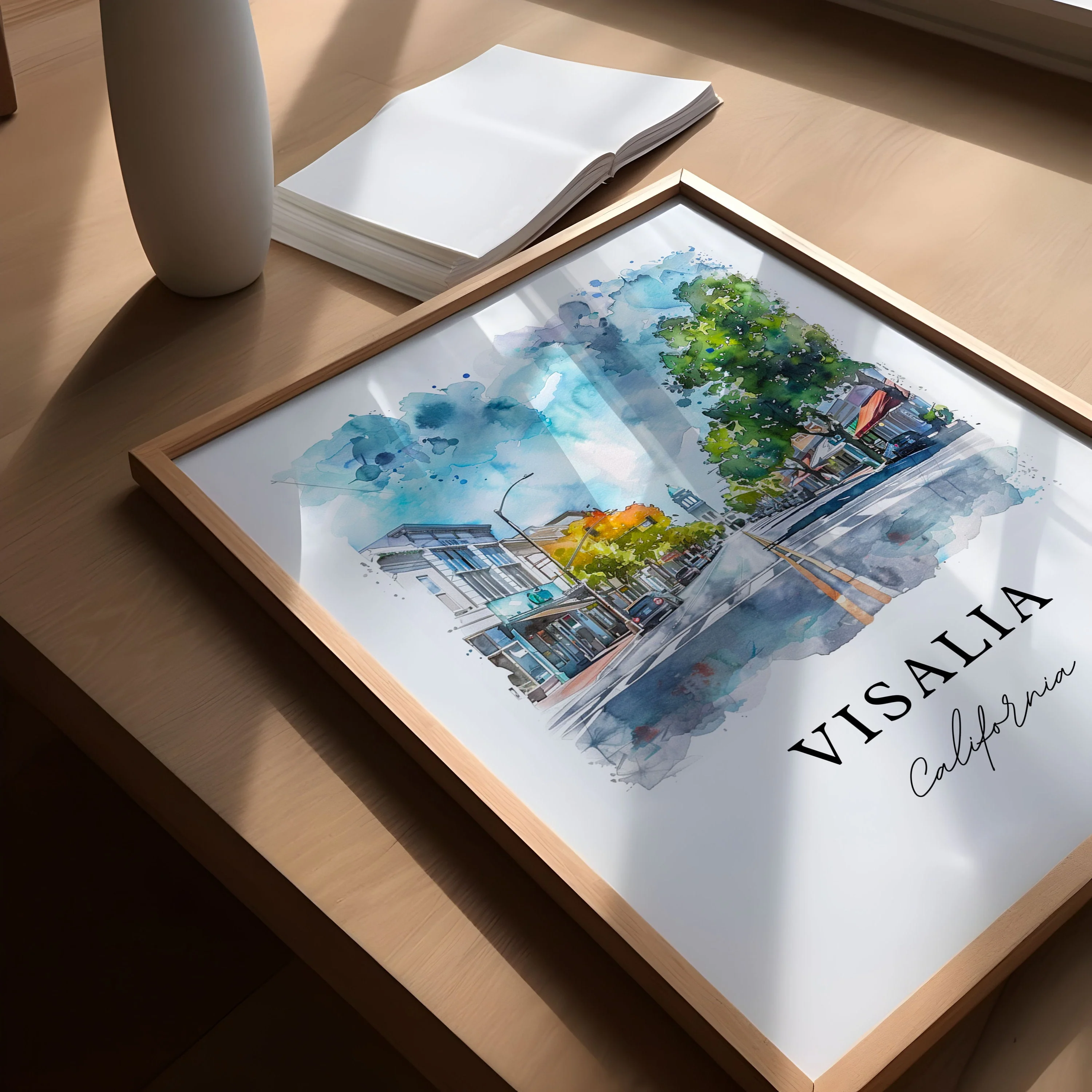Visalia, California – Watercolor Art Print - Image 3