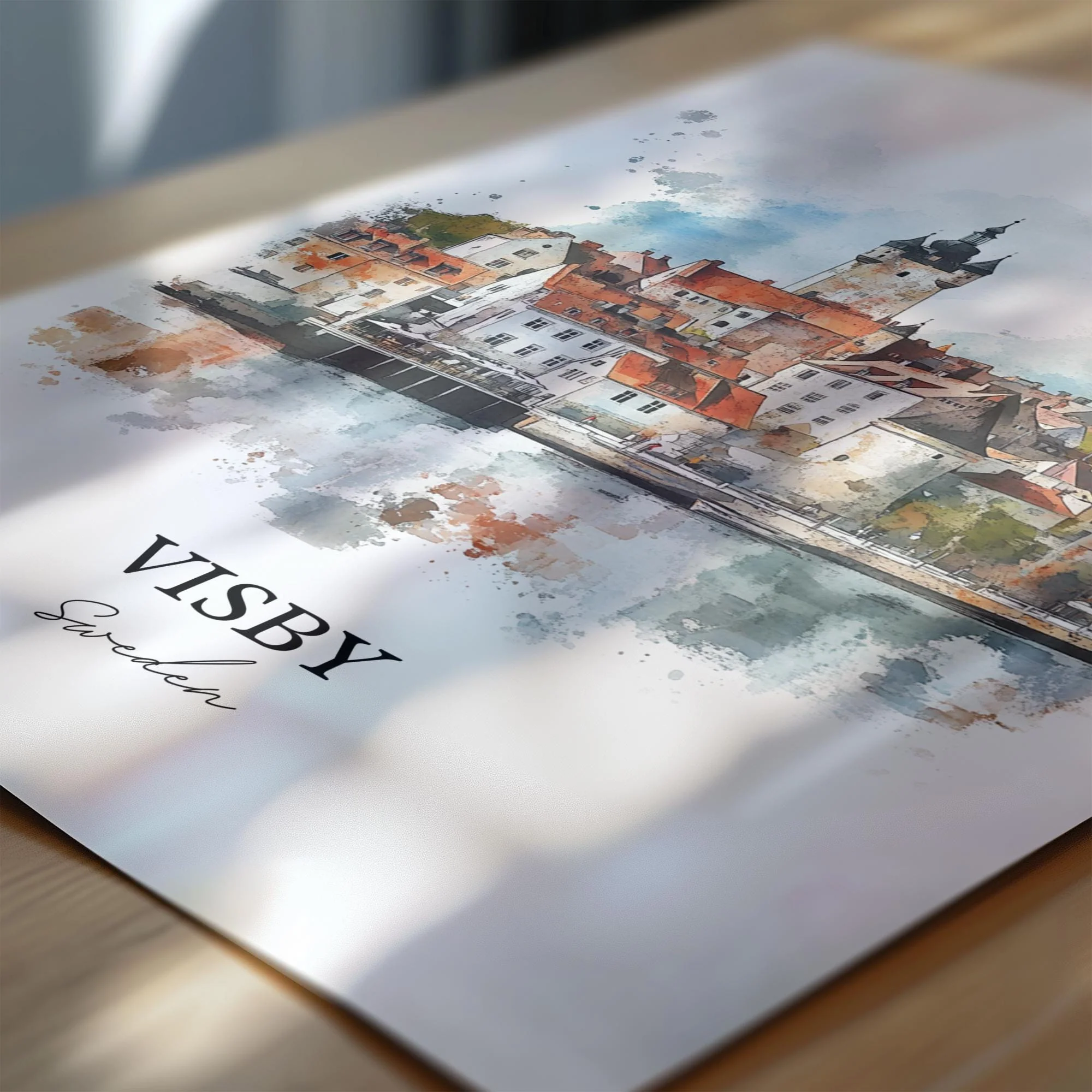 Visby, Sweden – Watercolor Art Print - Image 2