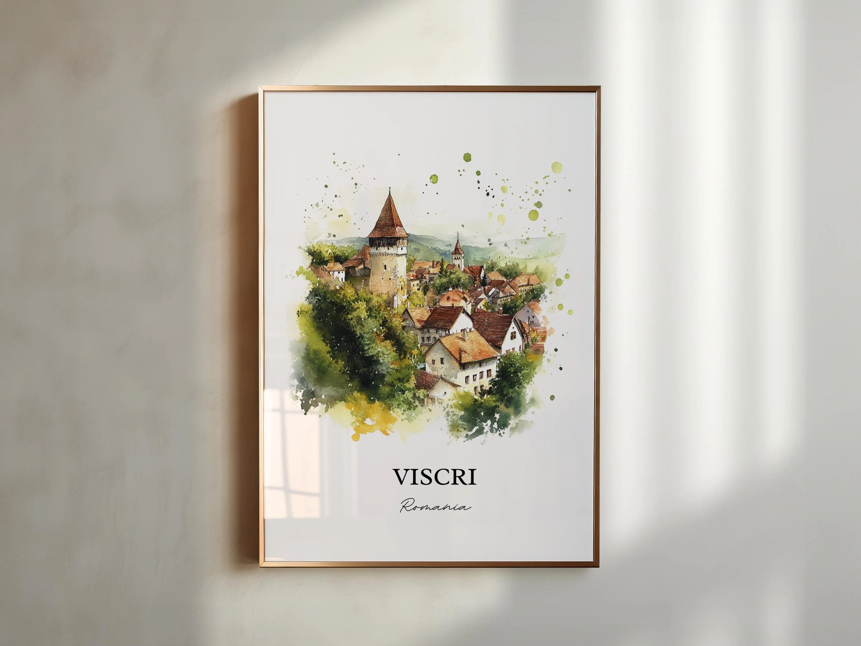 Viscri, Romania – Watercolor Art Print - Image 3