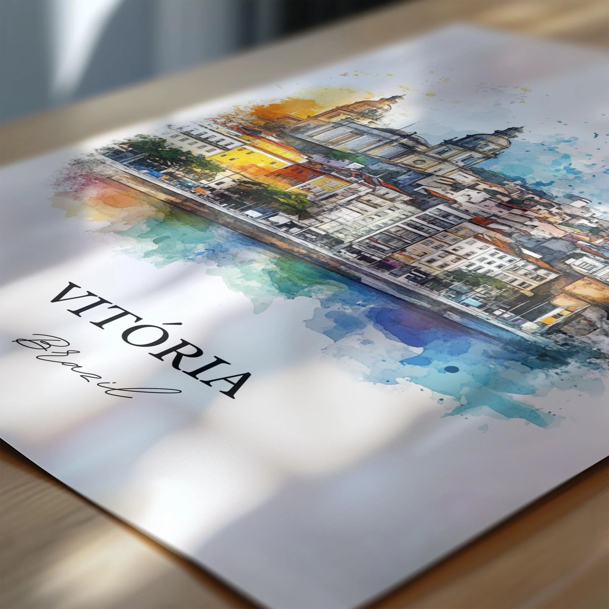 VitĂłria, Brazil – EspĂrito Santo Watercolor Art Print - Image 2