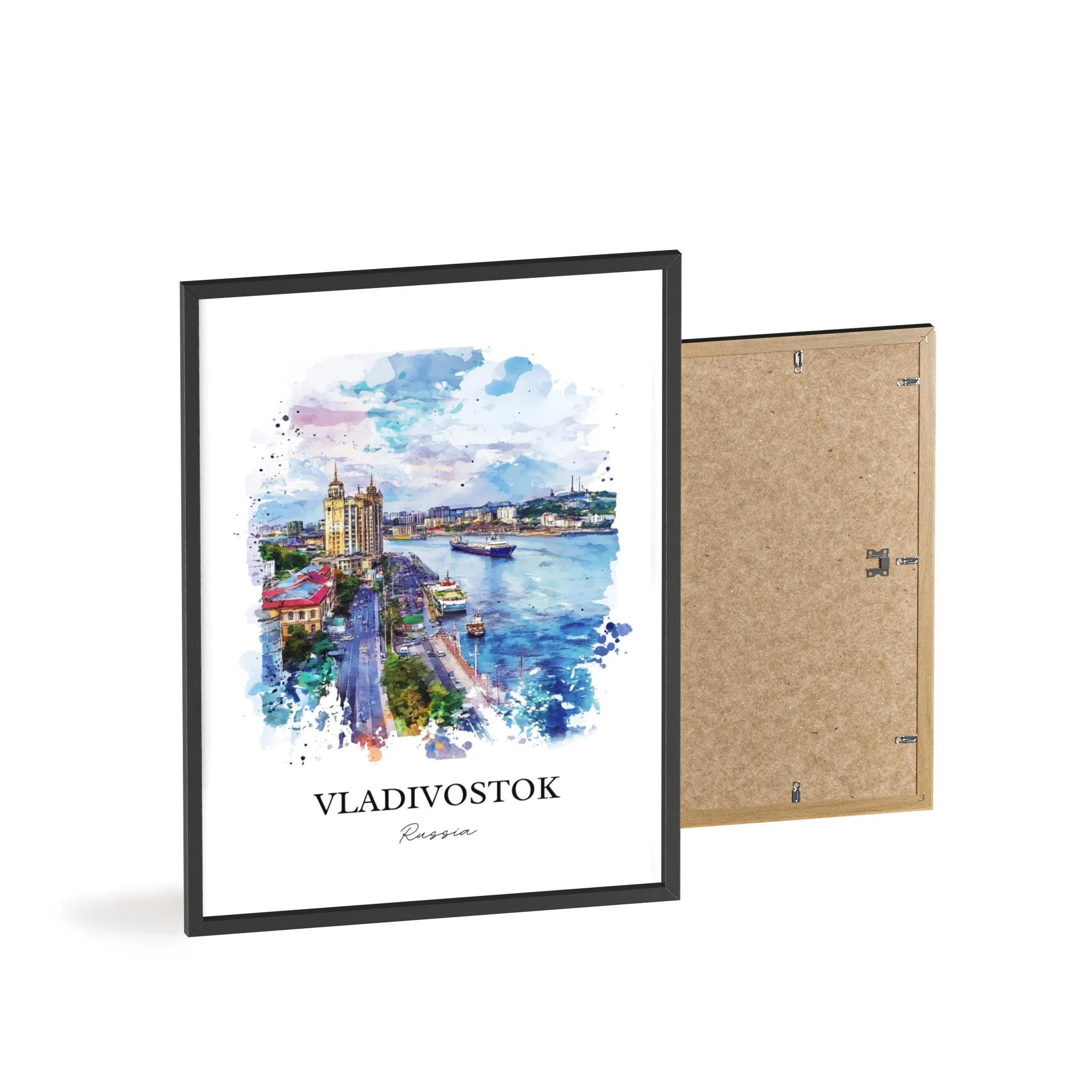 Vladivostok, Russia – Golden Horn Bay Watercolor Art Print - Image 8