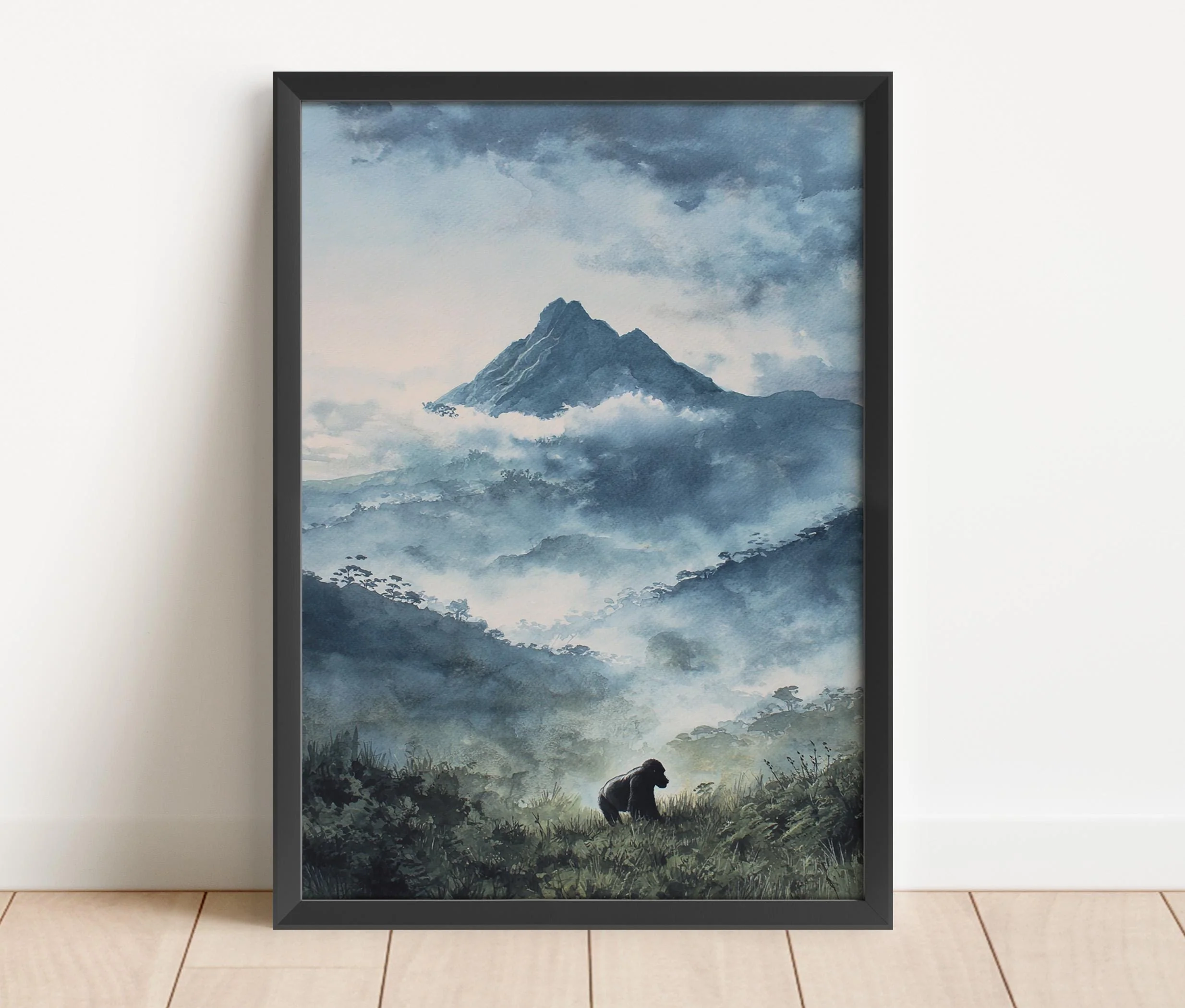 Volcanoes National Park, Rwanda – Watercolor Art Print - Image 4