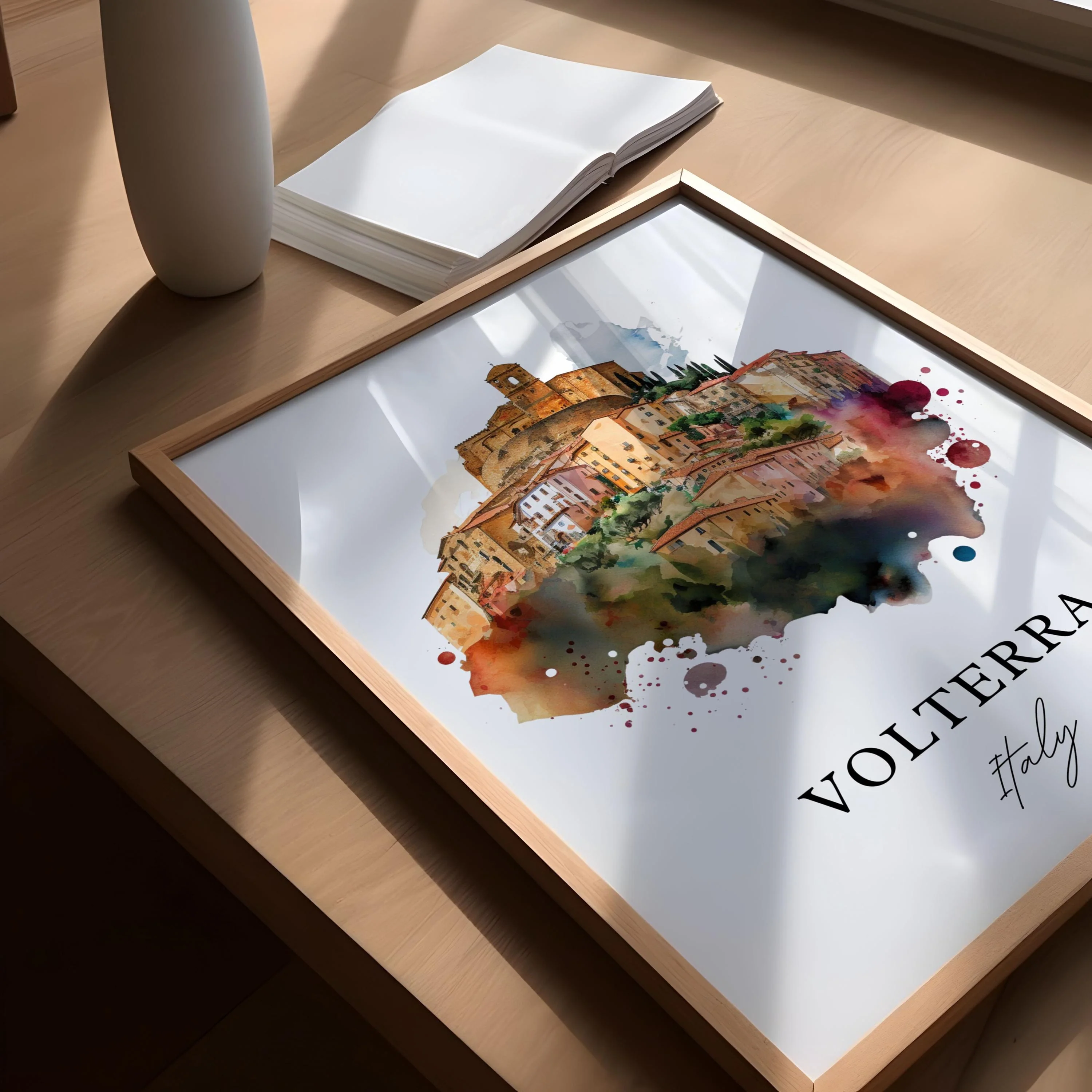 Volterra, Italy – Watercolor Art Print - Image 3