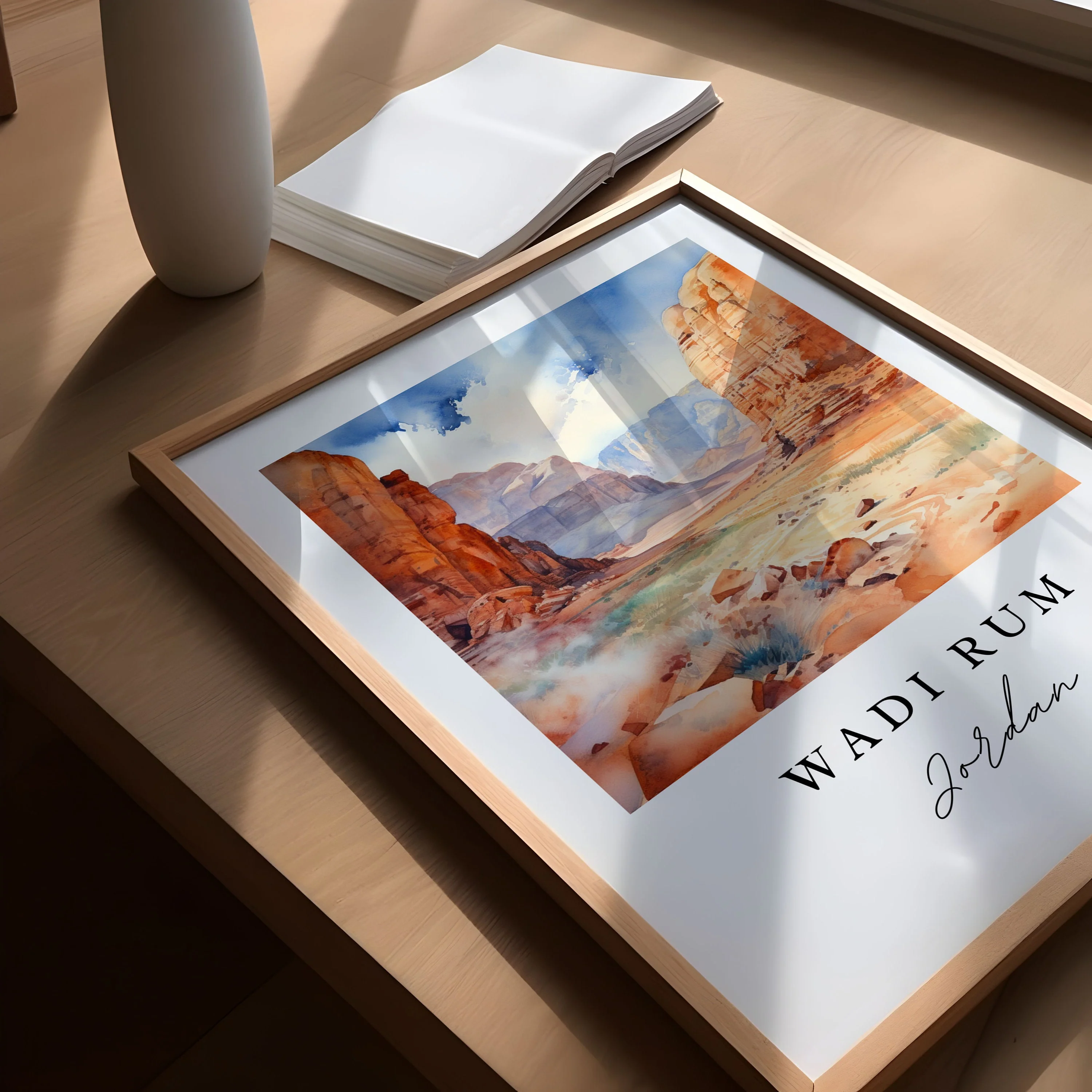 Wadi Rum, Saudi Arabia – Watercolor Art Print - Image 3