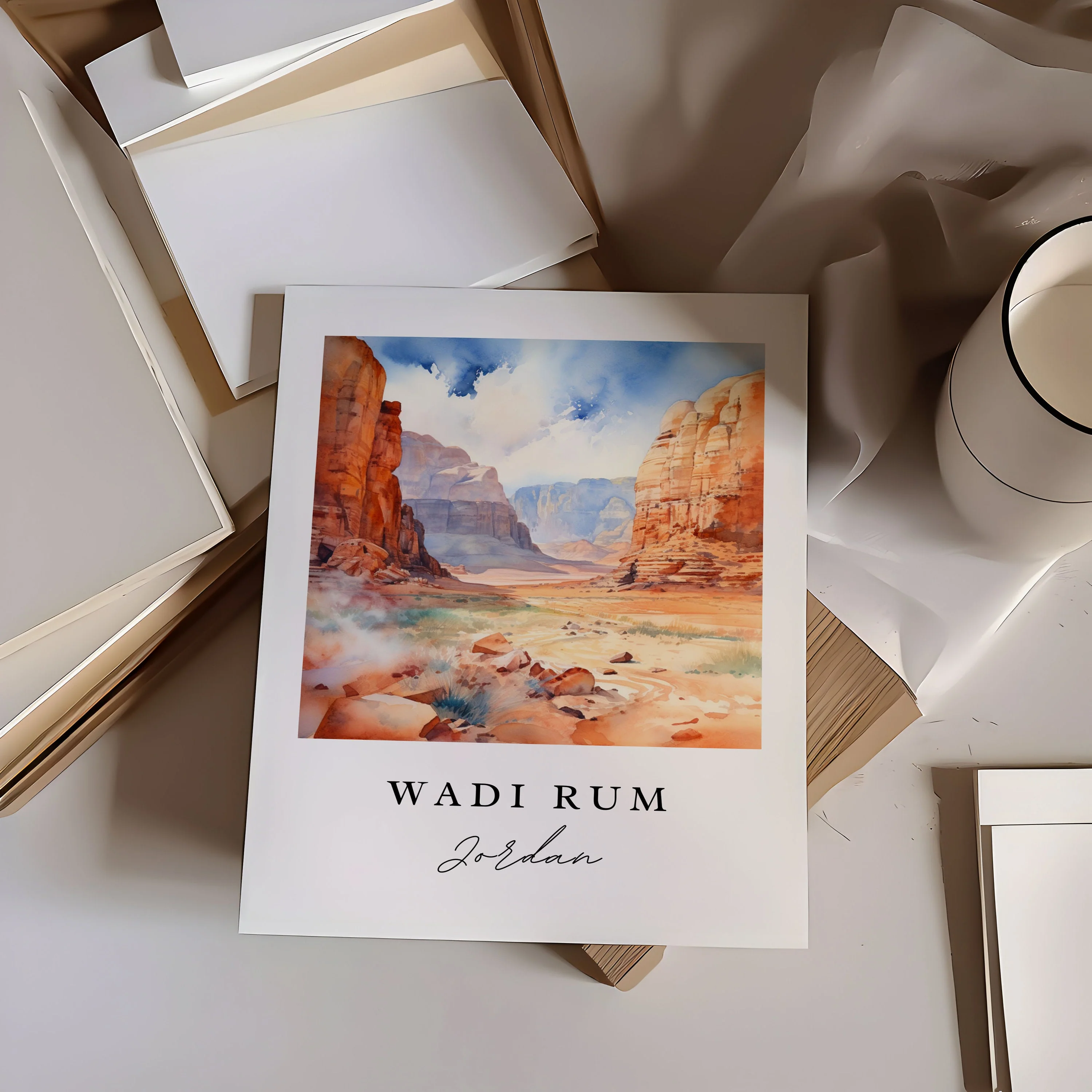 Wadi Rum, Saudi Arabia – Watercolor Art Print - Image 2