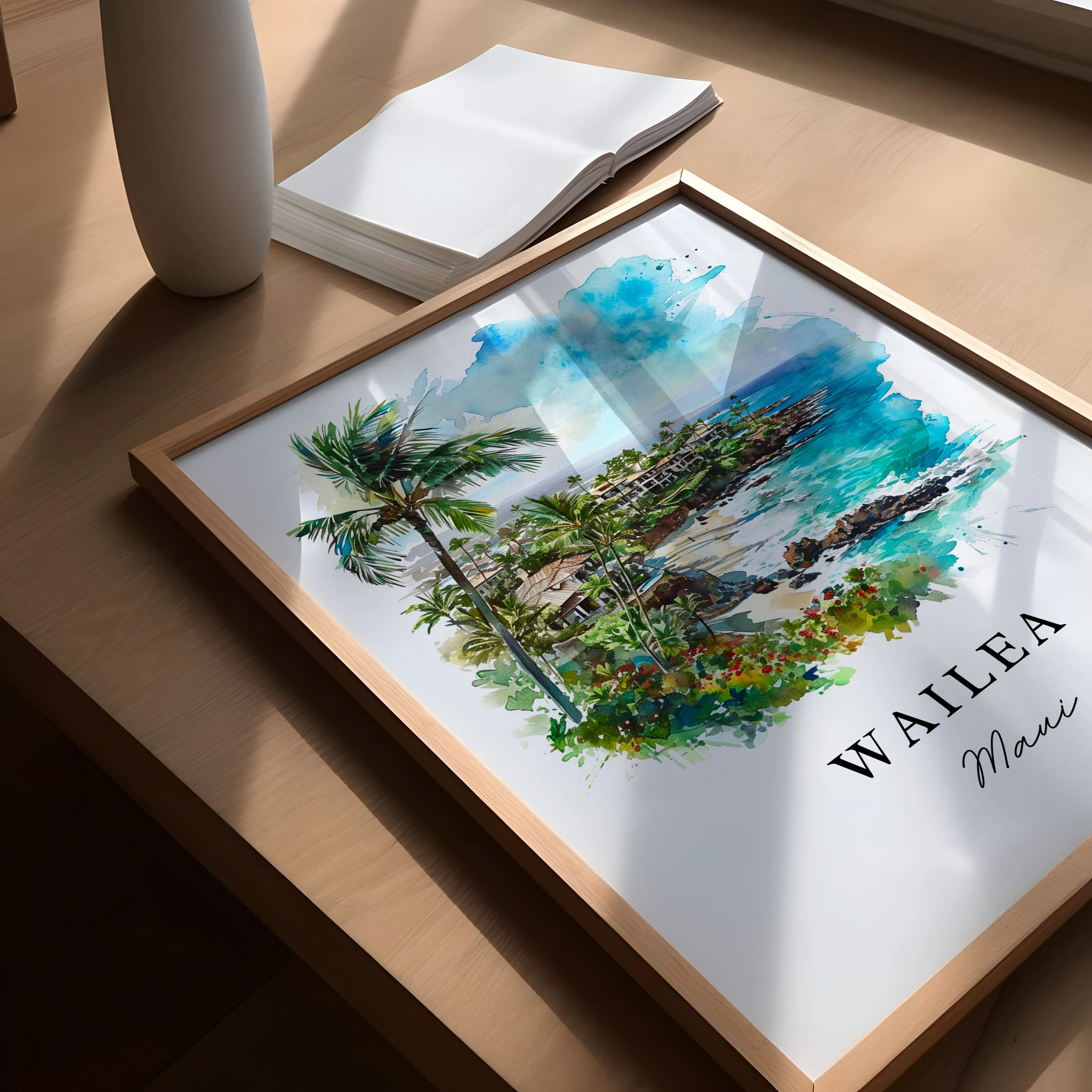Wailea, Hawaii Watercolor Art Print - Image 3