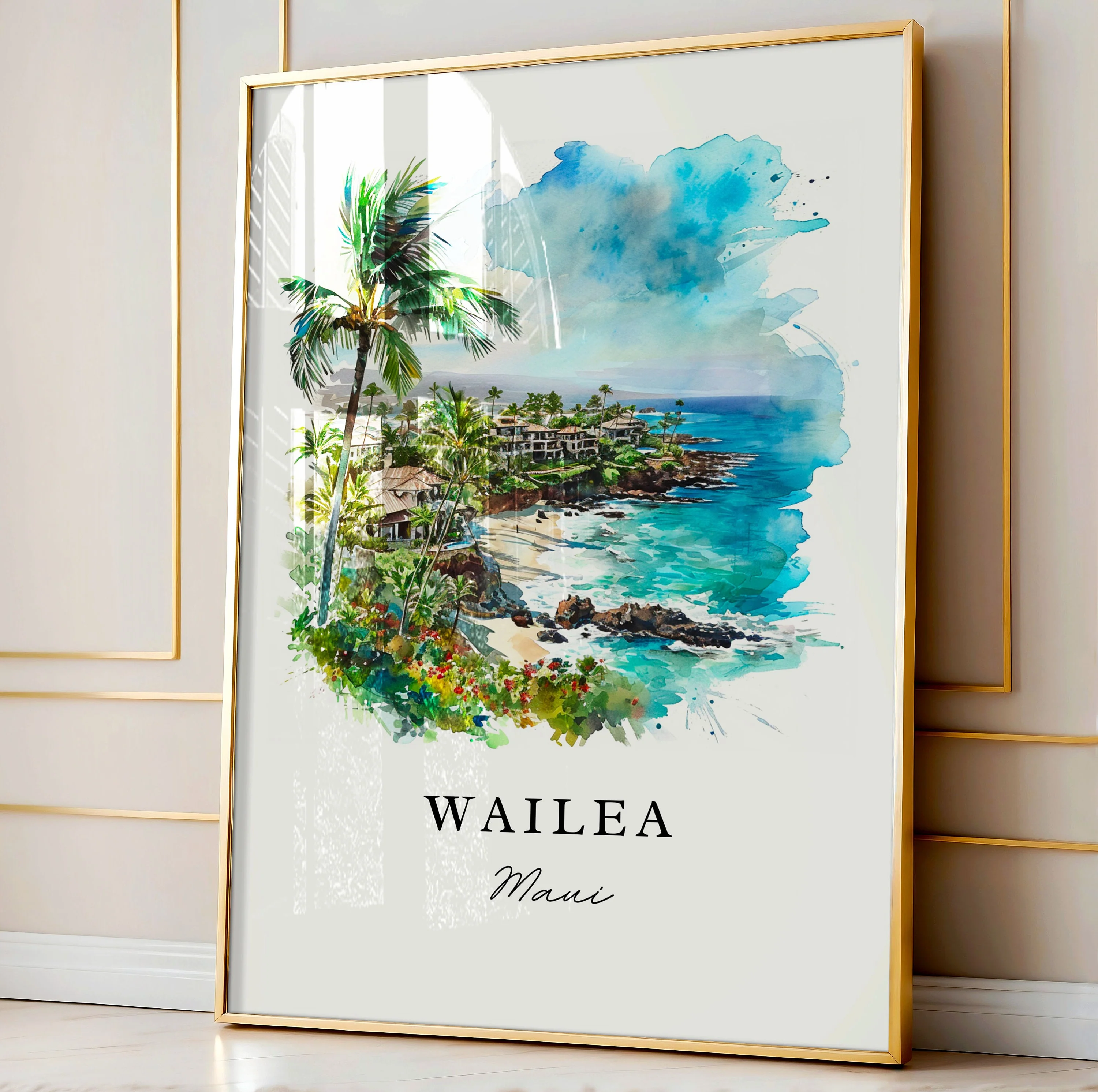 Wailea, Hawaii Watercolor Art Print - Image 4