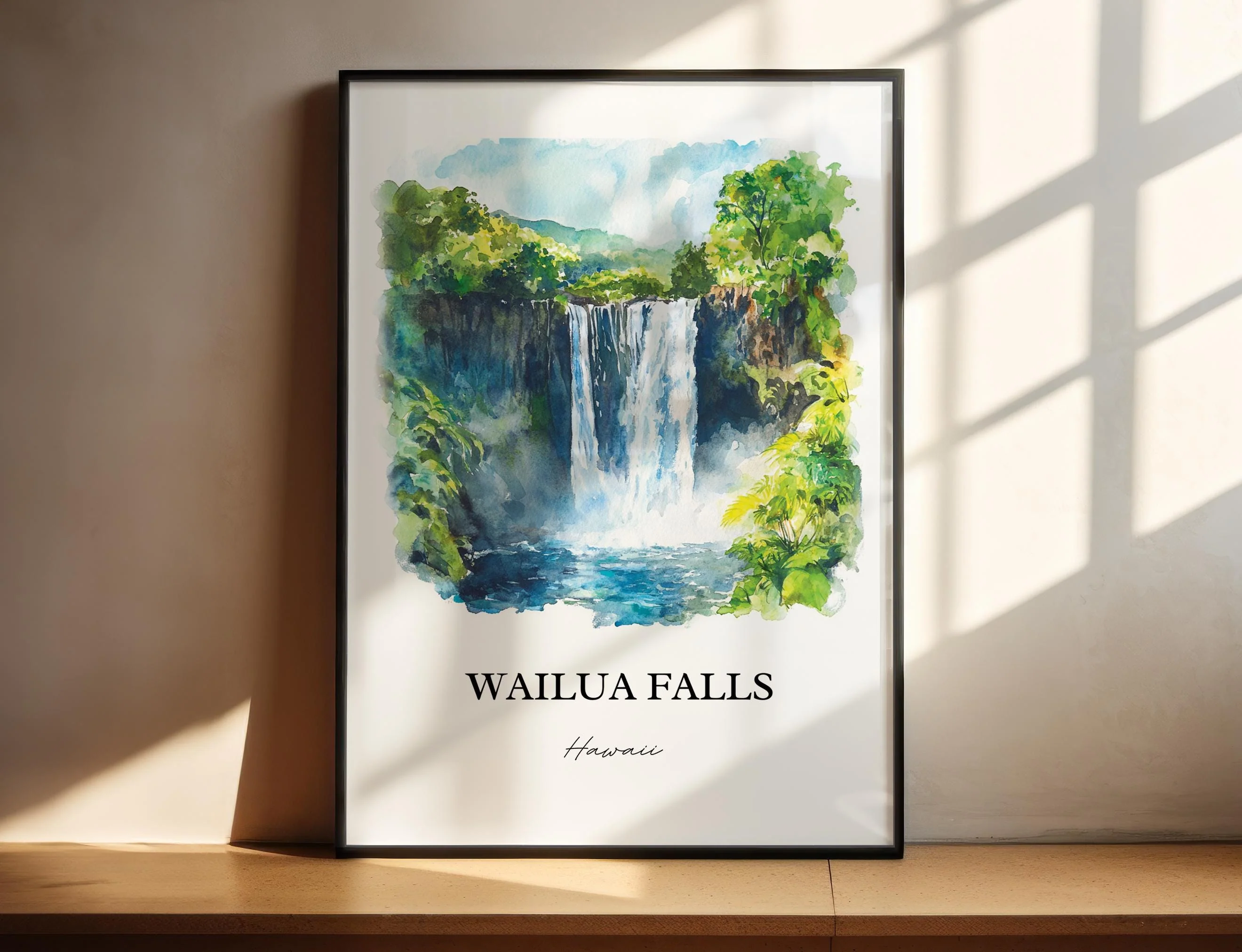Wailua Falls, Hawaii – Kauai Watercolor Art Print