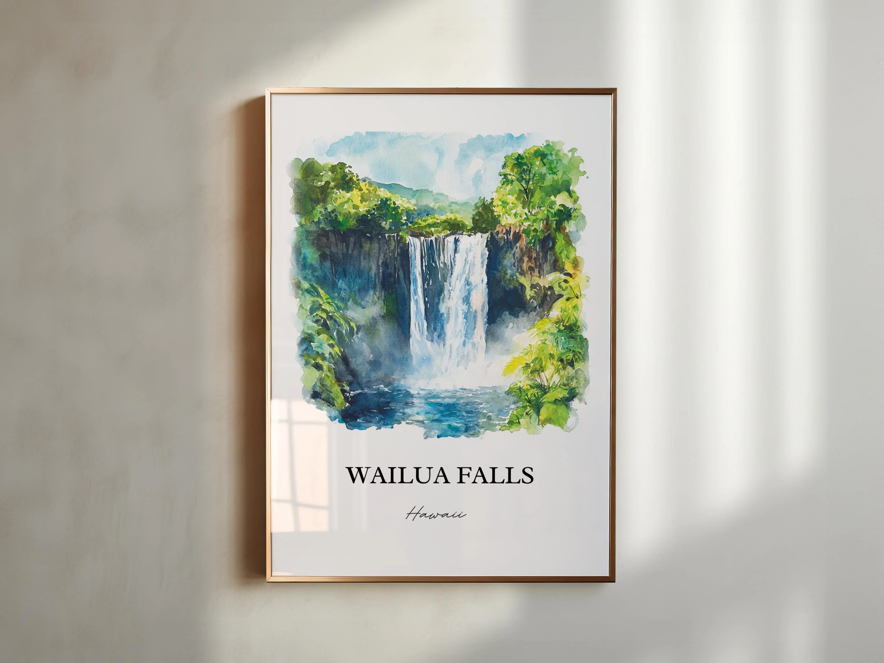 Wailua Falls, Hawaii – Kauai Watercolor Art Print - Image 6