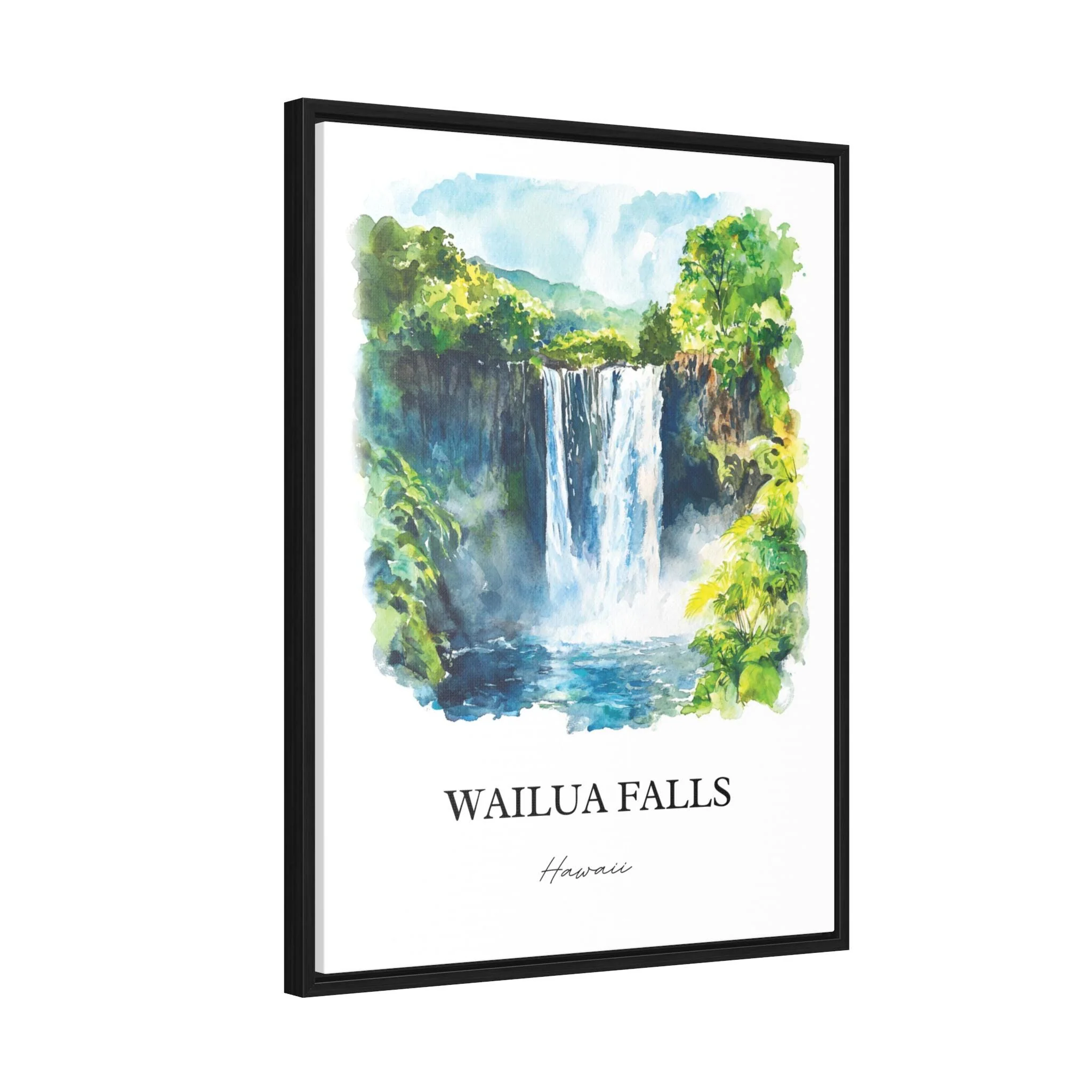 Wailua Falls, Hawaii – Kauai Watercolor Art Print - Image 8