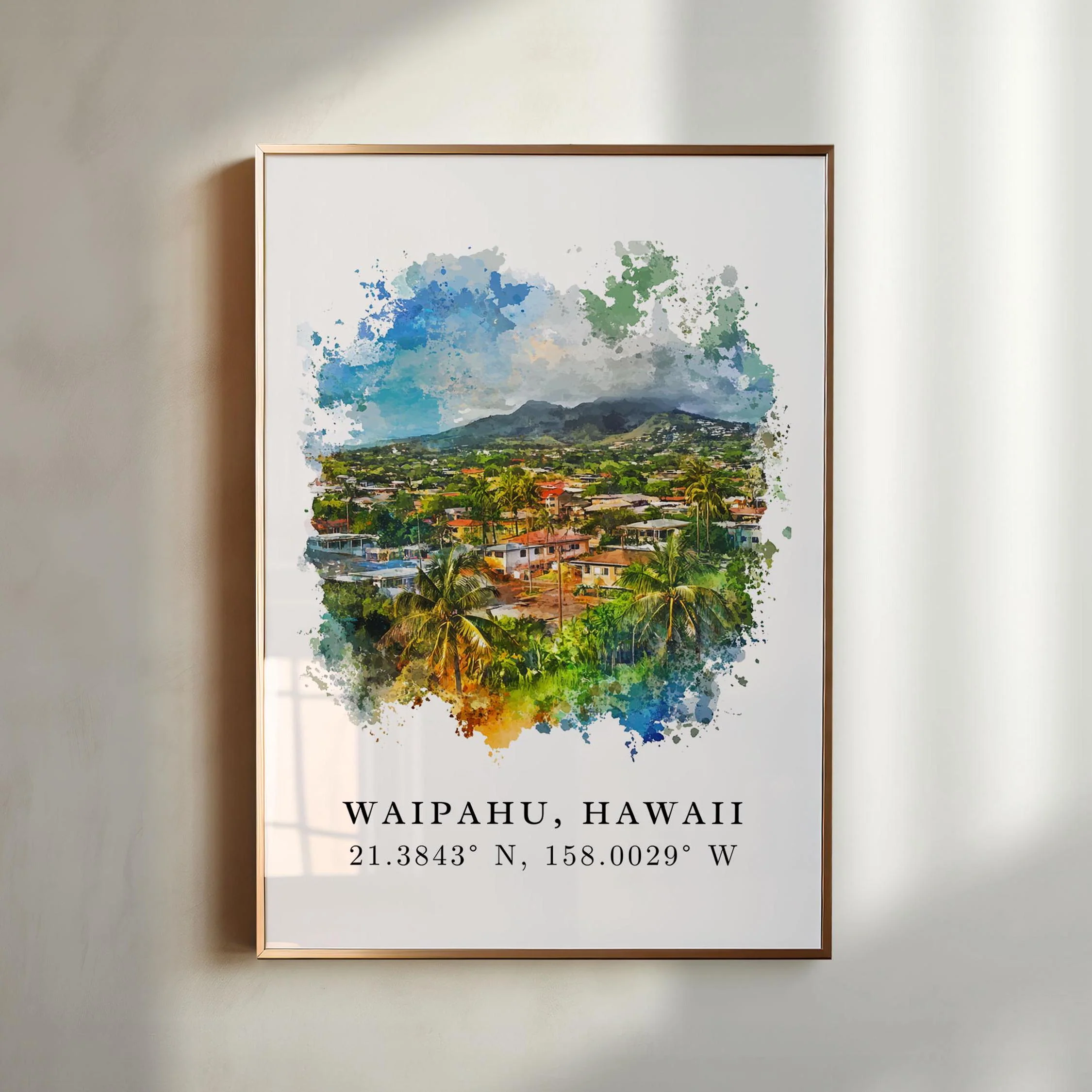 Waipahu, Hawaii Watercolor Art Print
