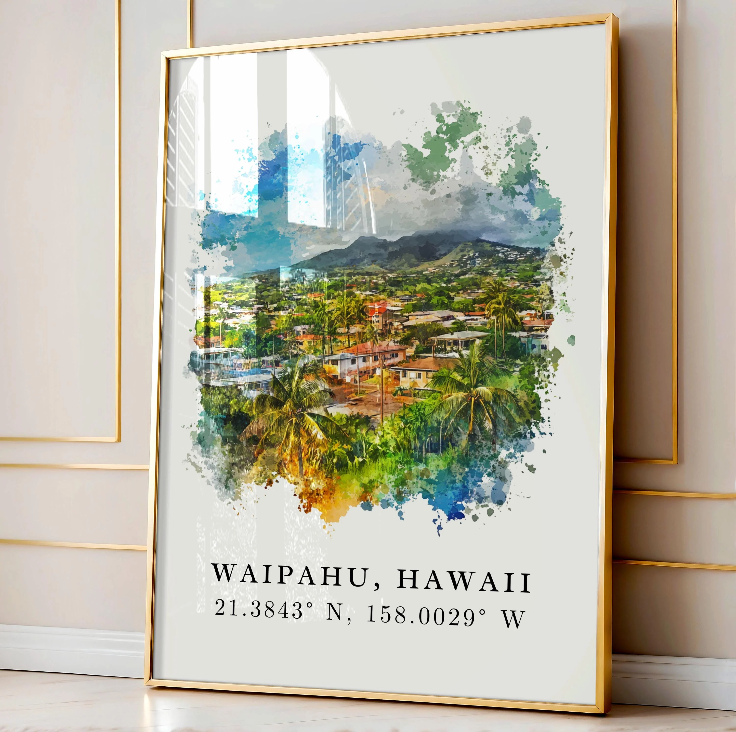 Waipahu, Hawaii Watercolor Art Print - Image 5