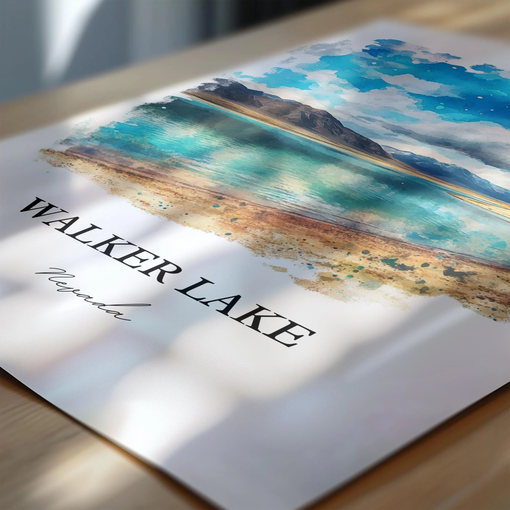Walker Lake, NV, USA – Watercolor Art Print - Image 2
