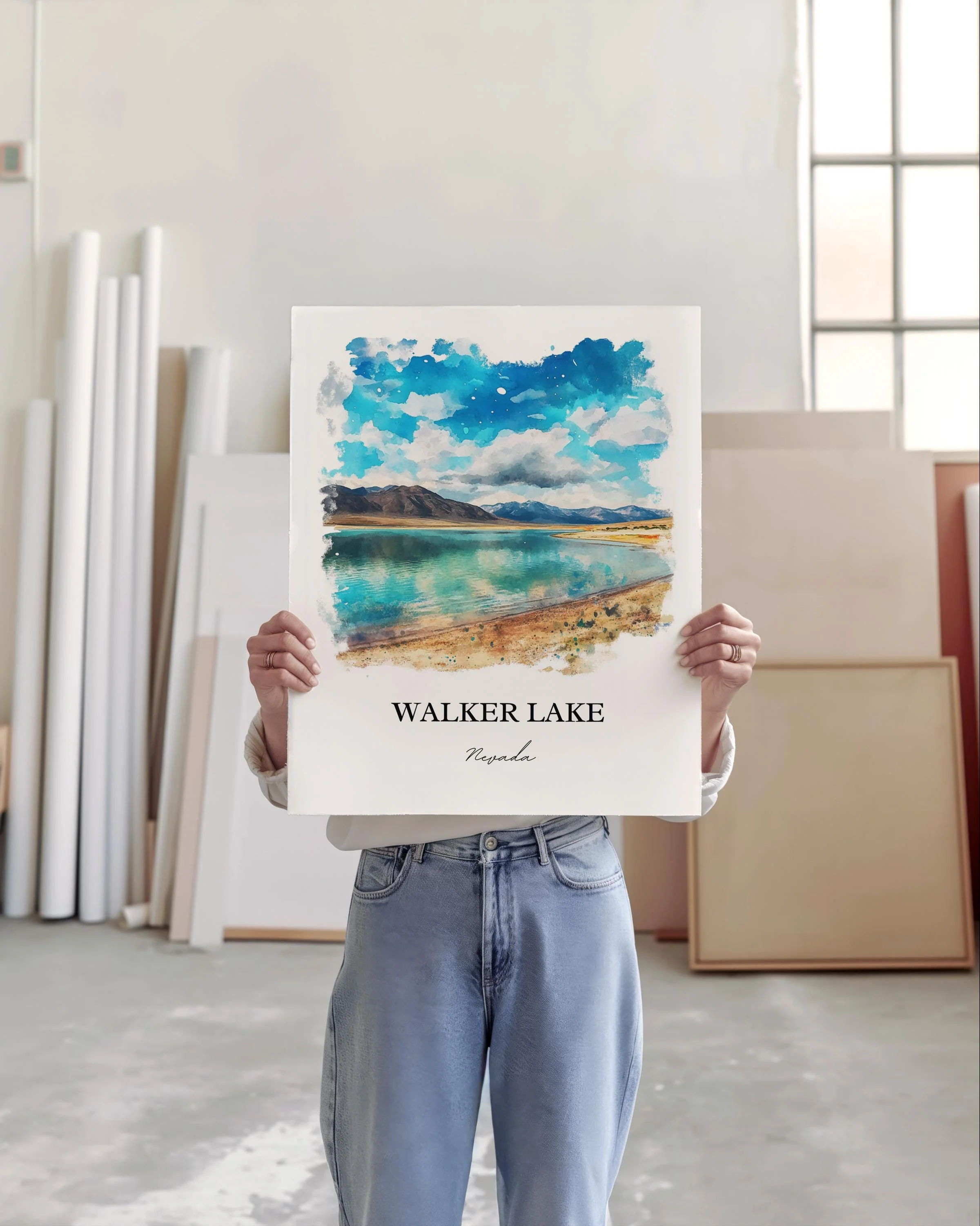 Walker Lake, NV, USA – Watercolor Art Print - Image 3