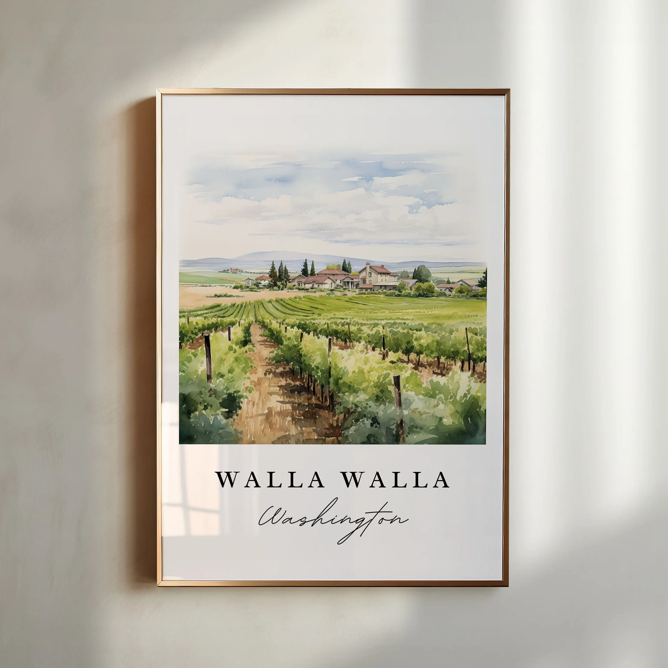Walla Walla, Washington, Washington – Watercolor Art Print
