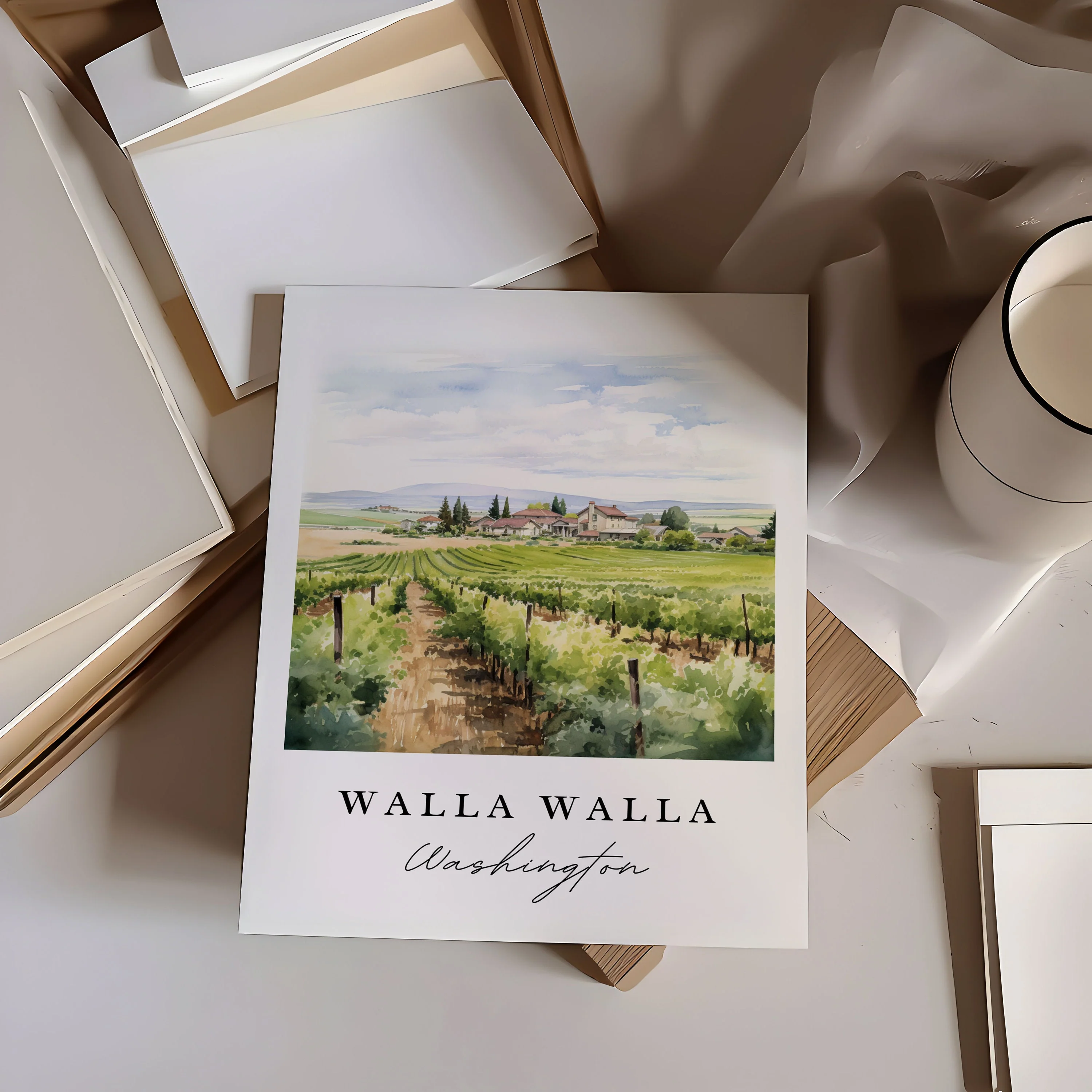 Walla Walla, Washington, Washington – Watercolor Art Print - Image 2