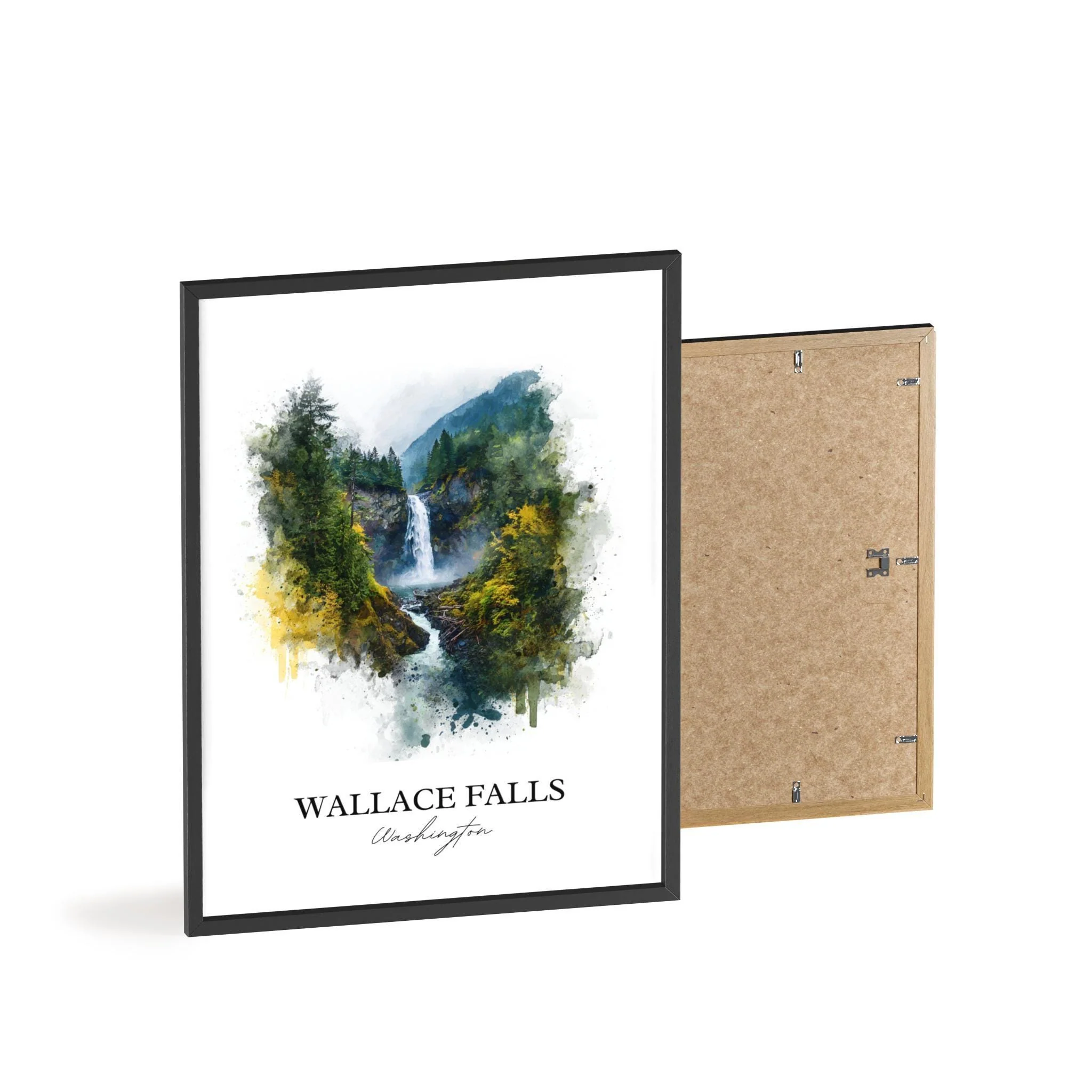 Wallace Falls, Washington, USA – Watercolor Art Print - Image 8