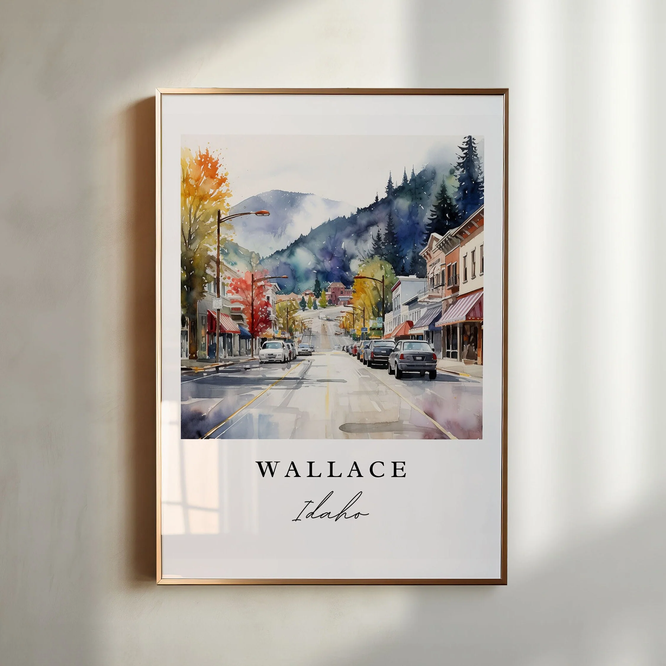 Wallace, Idaho, Idaho – Watercolor Art Print