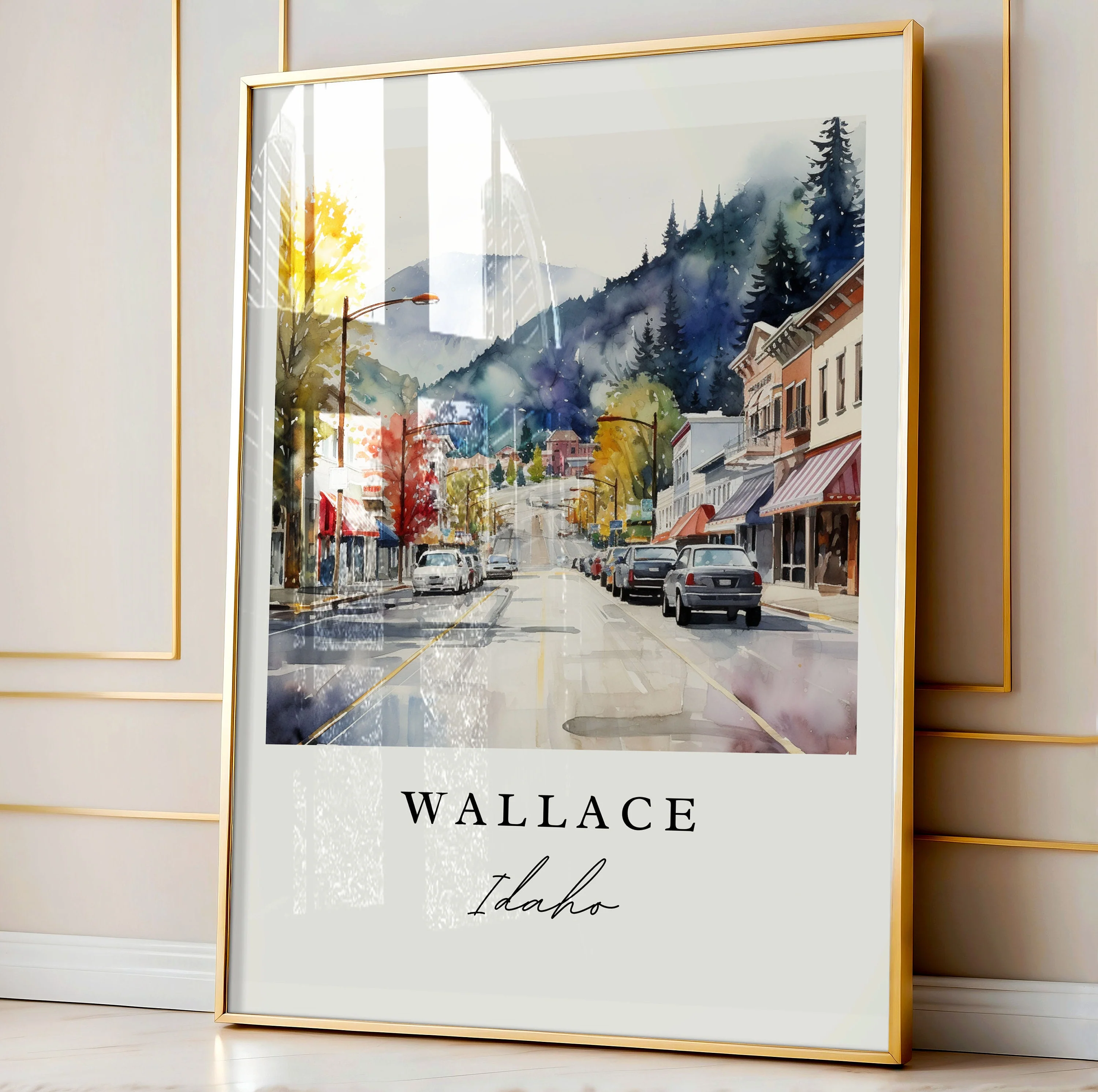 Wallace, Idaho, Idaho – Watercolor Art Print - Image 4