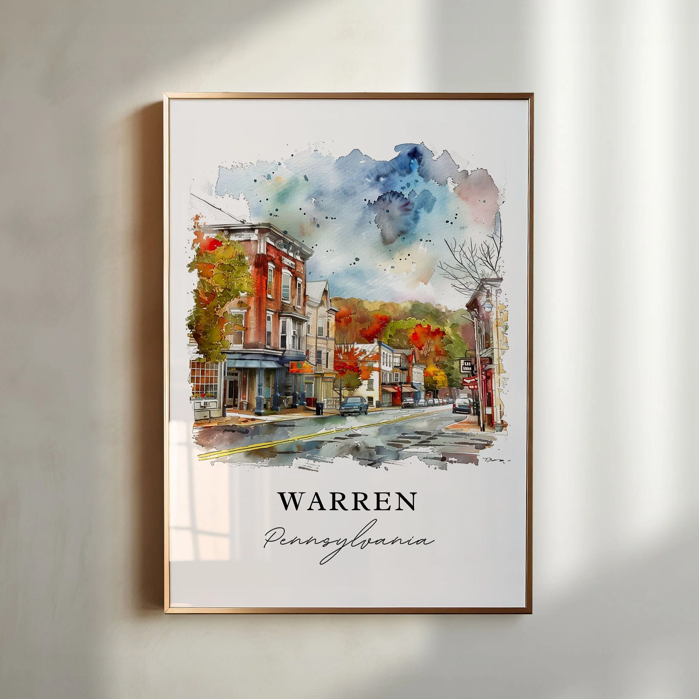 Warren, Pennsylvania, Pennsylvania – Watercolor Art Print