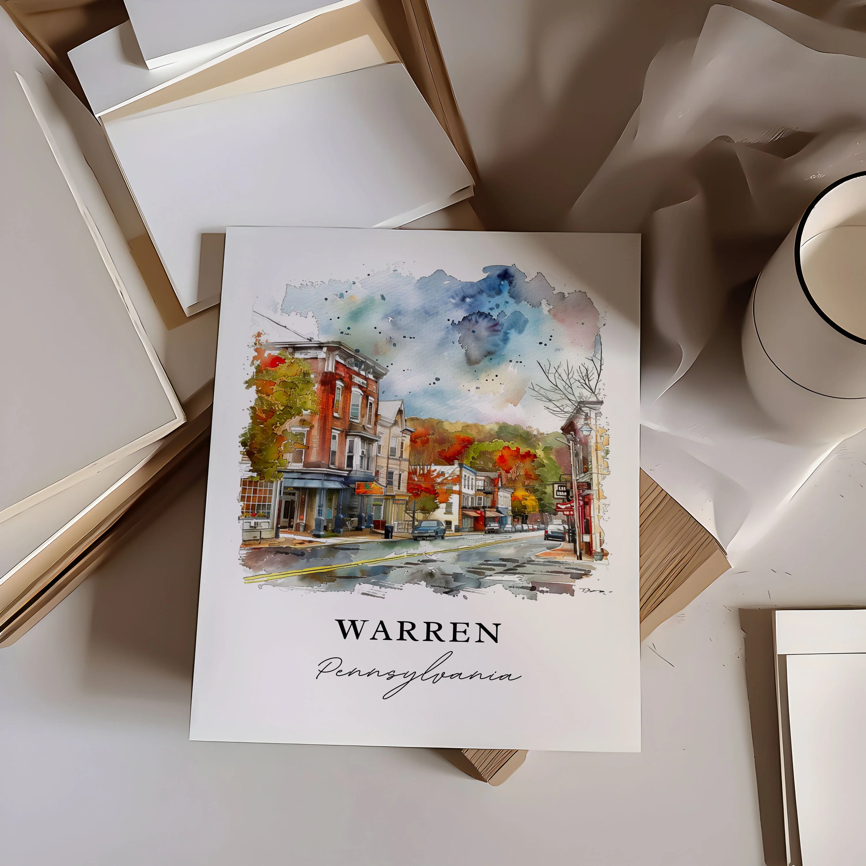 Warren, Pennsylvania, Pennsylvania – Watercolor Art Print - Image 2