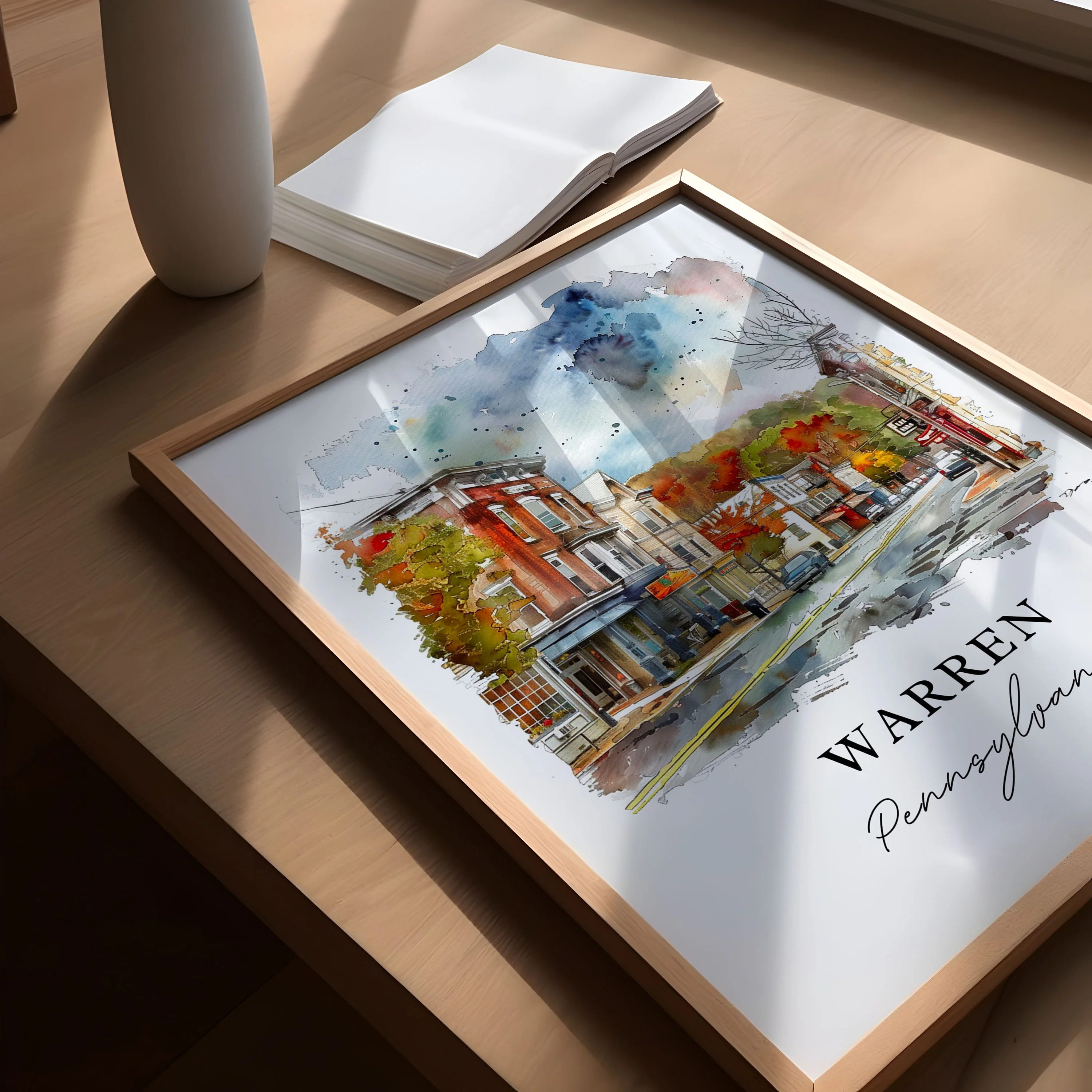 Warren, Pennsylvania, Pennsylvania – Watercolor Art Print - Image 3