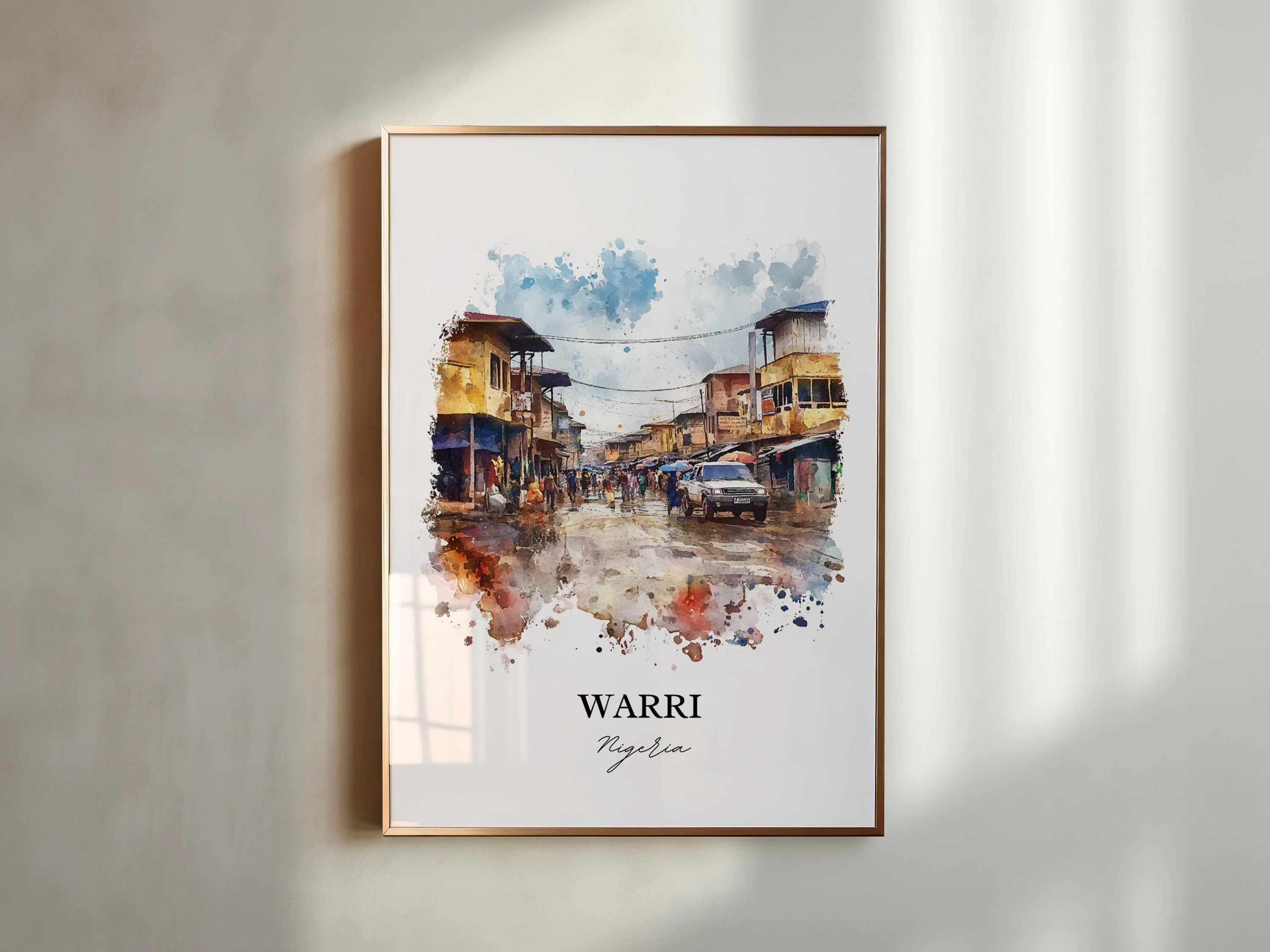 Warri, Nigeria – Watercolor Art Print - Image 3