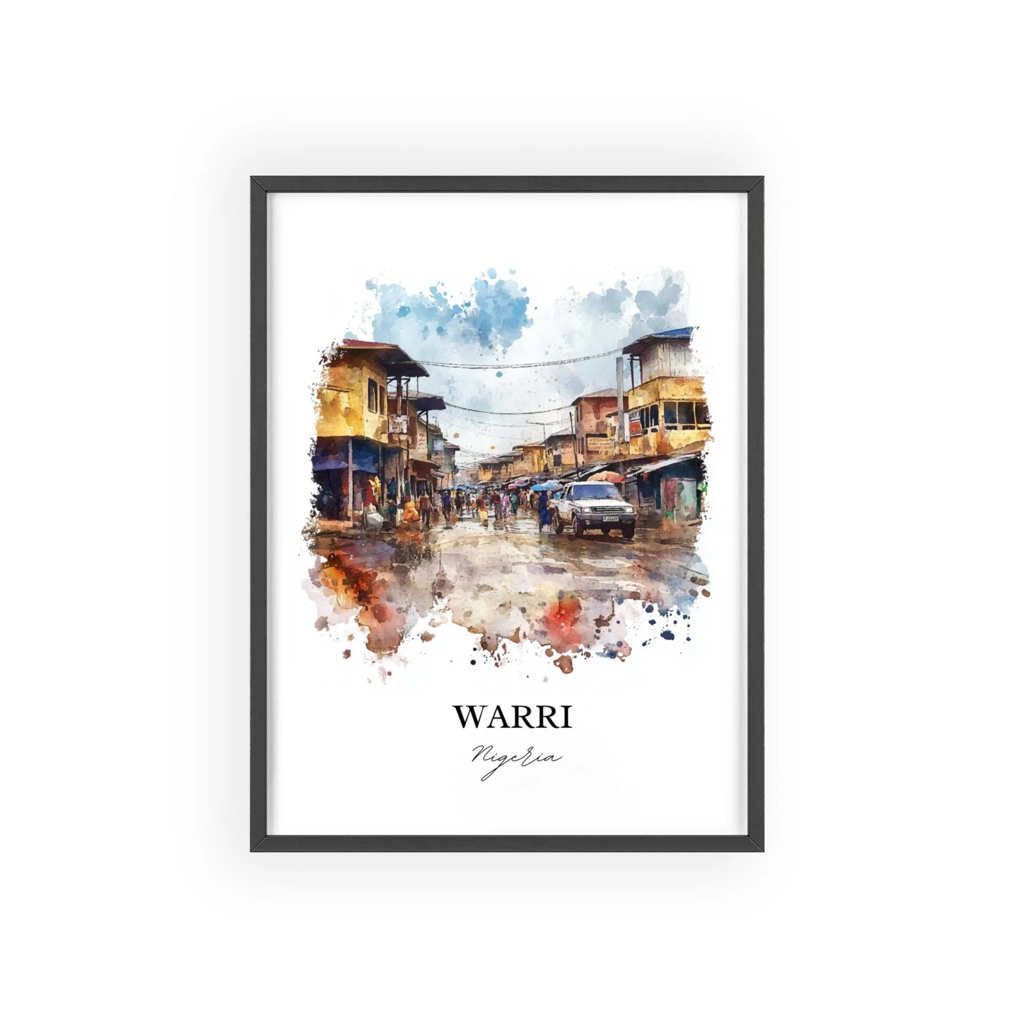 Warri, Nigeria – Watercolor Art Print - Image 7