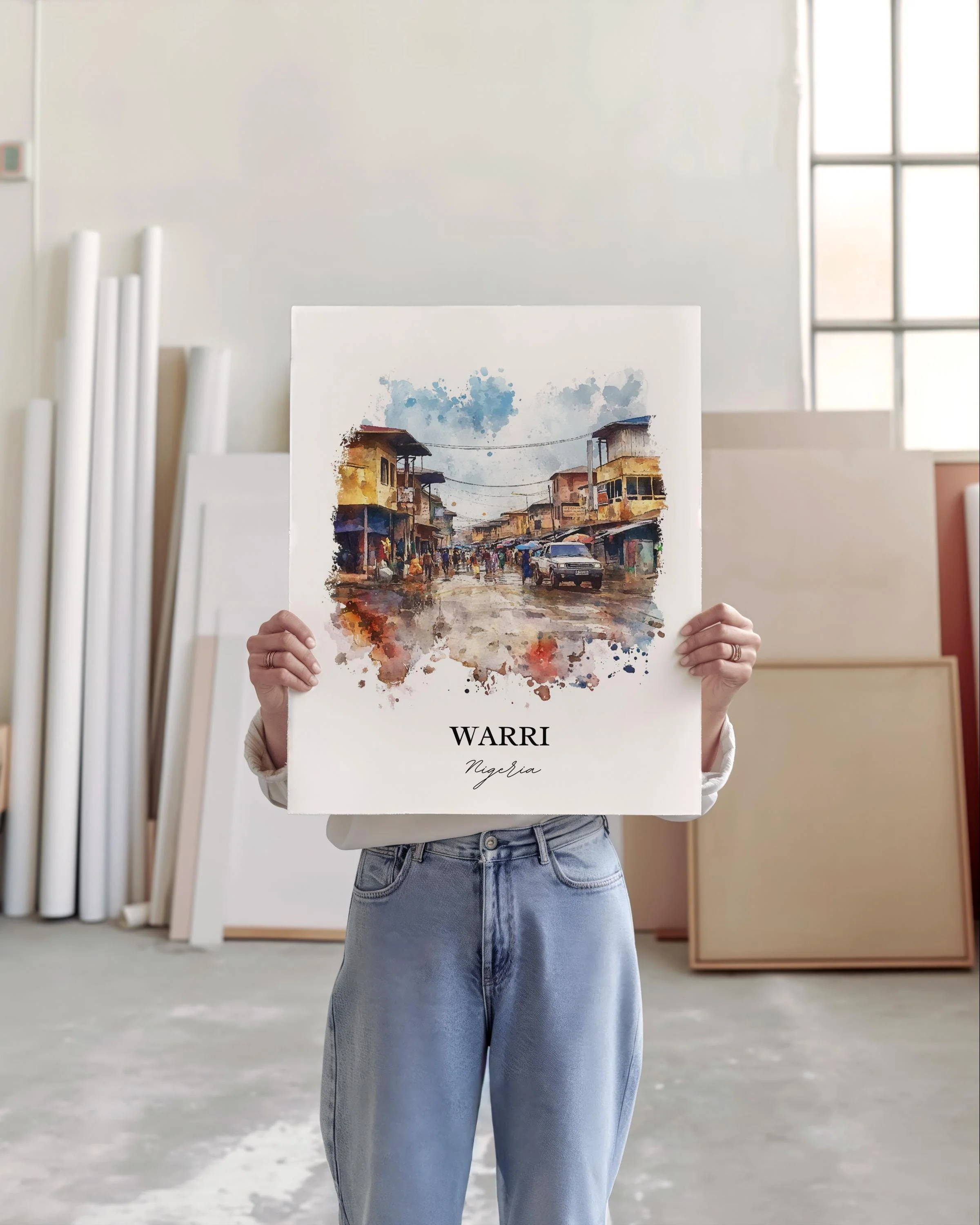 Warri, Nigeria – Watercolor Art Print - Image 4