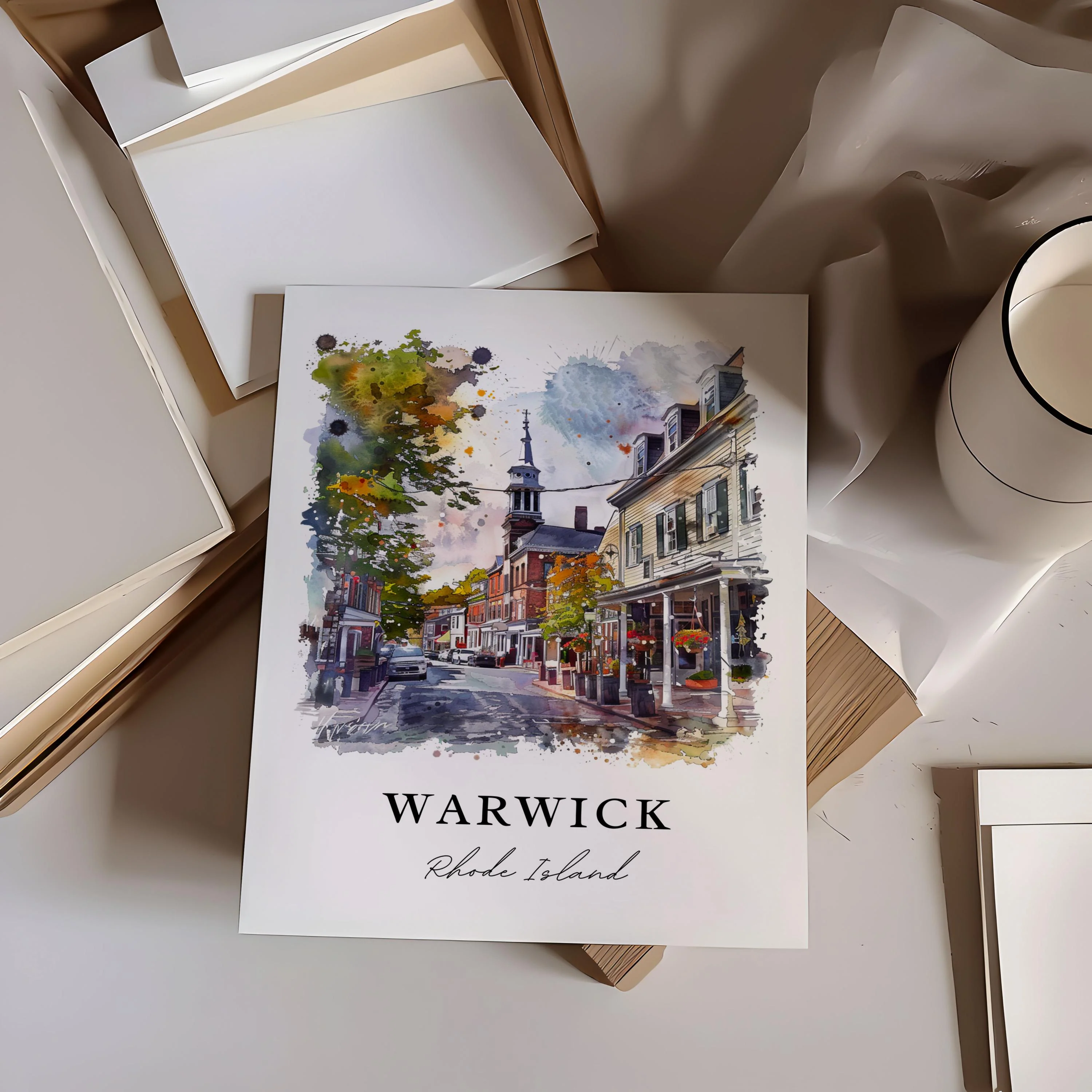 Warwick, Rhode Island – Watercolor Art Print - Image 2