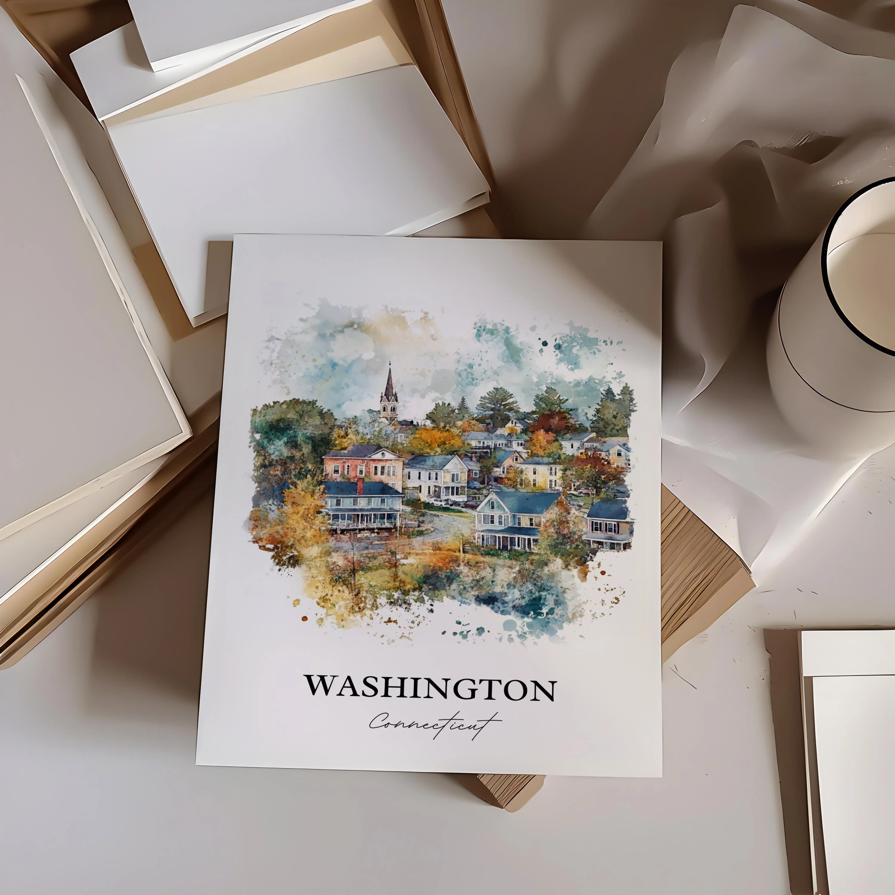 Washington, Connecticut, USA – Watercolor Art Print - Image 6