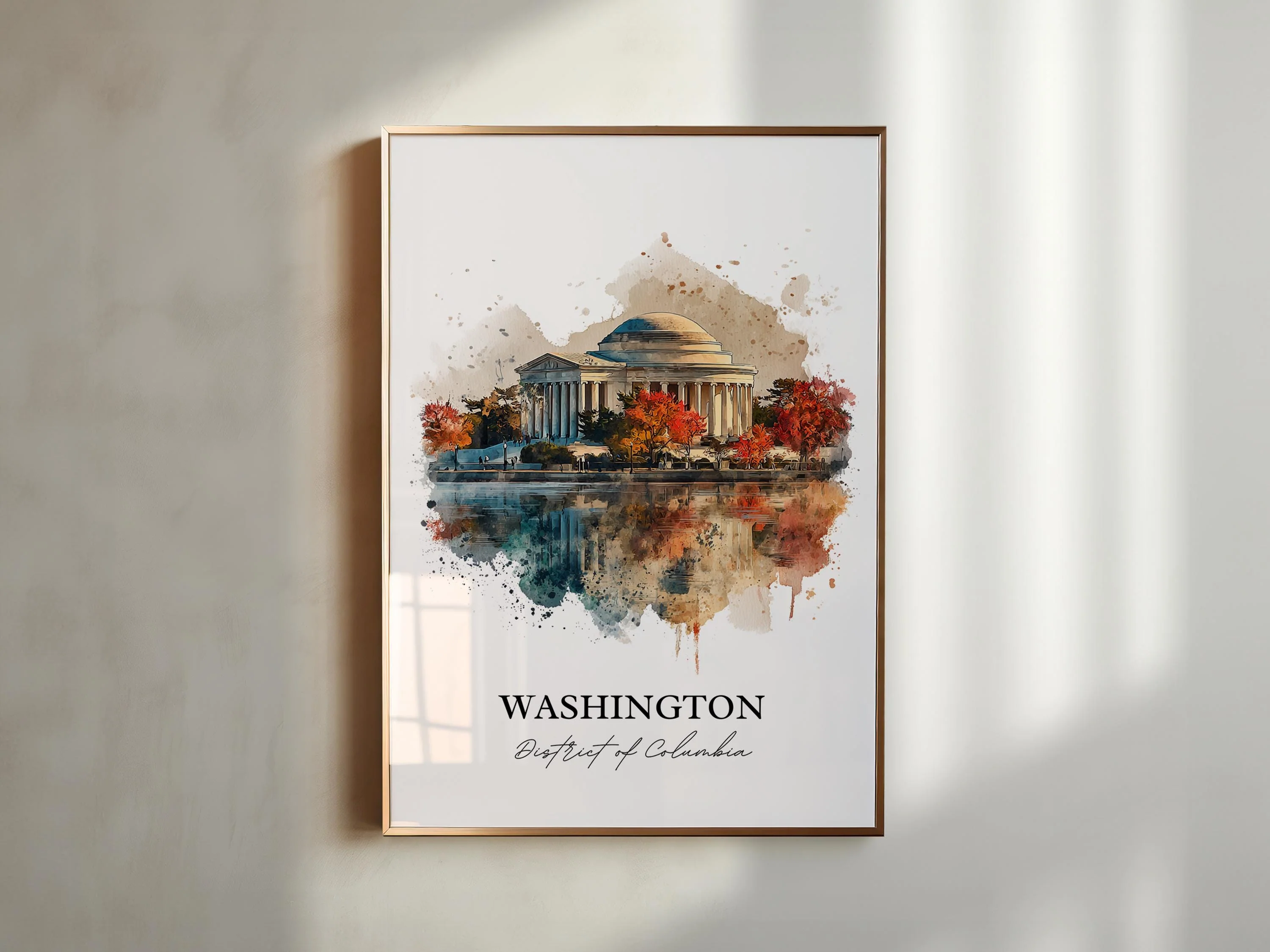Washington DC, USA – Jefferson Memorial Watercolor Art Print - Image 3