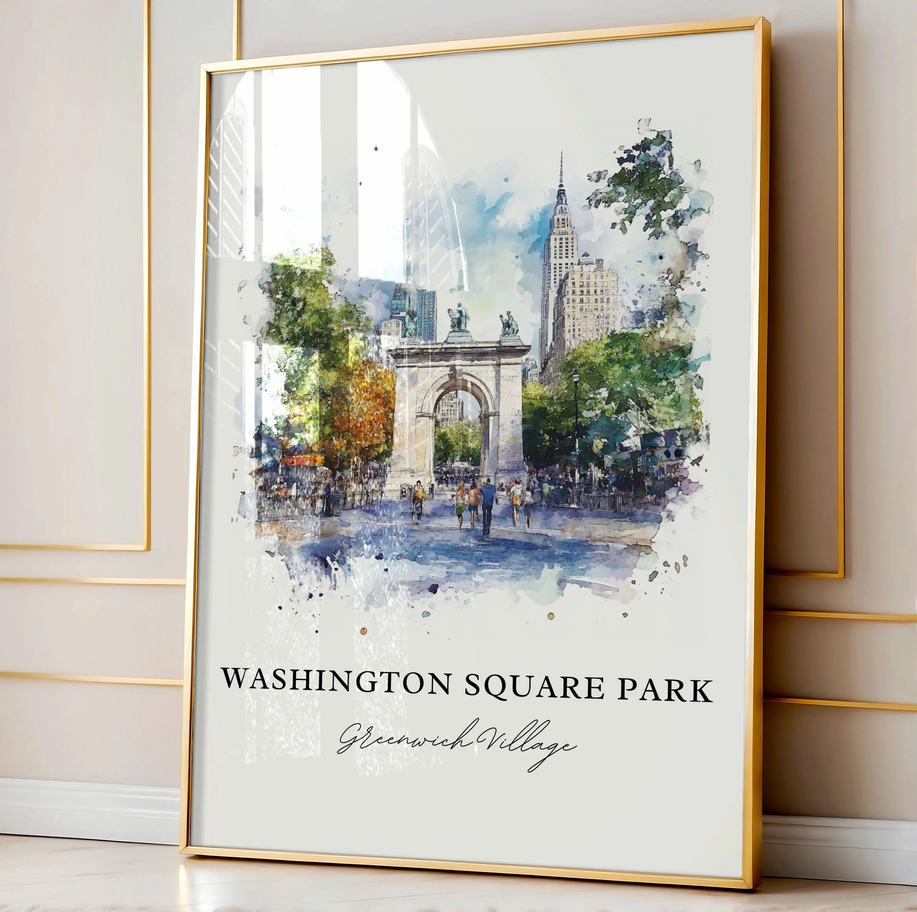 Washington Square Park, USA – Watercolor Art Print - Image 4