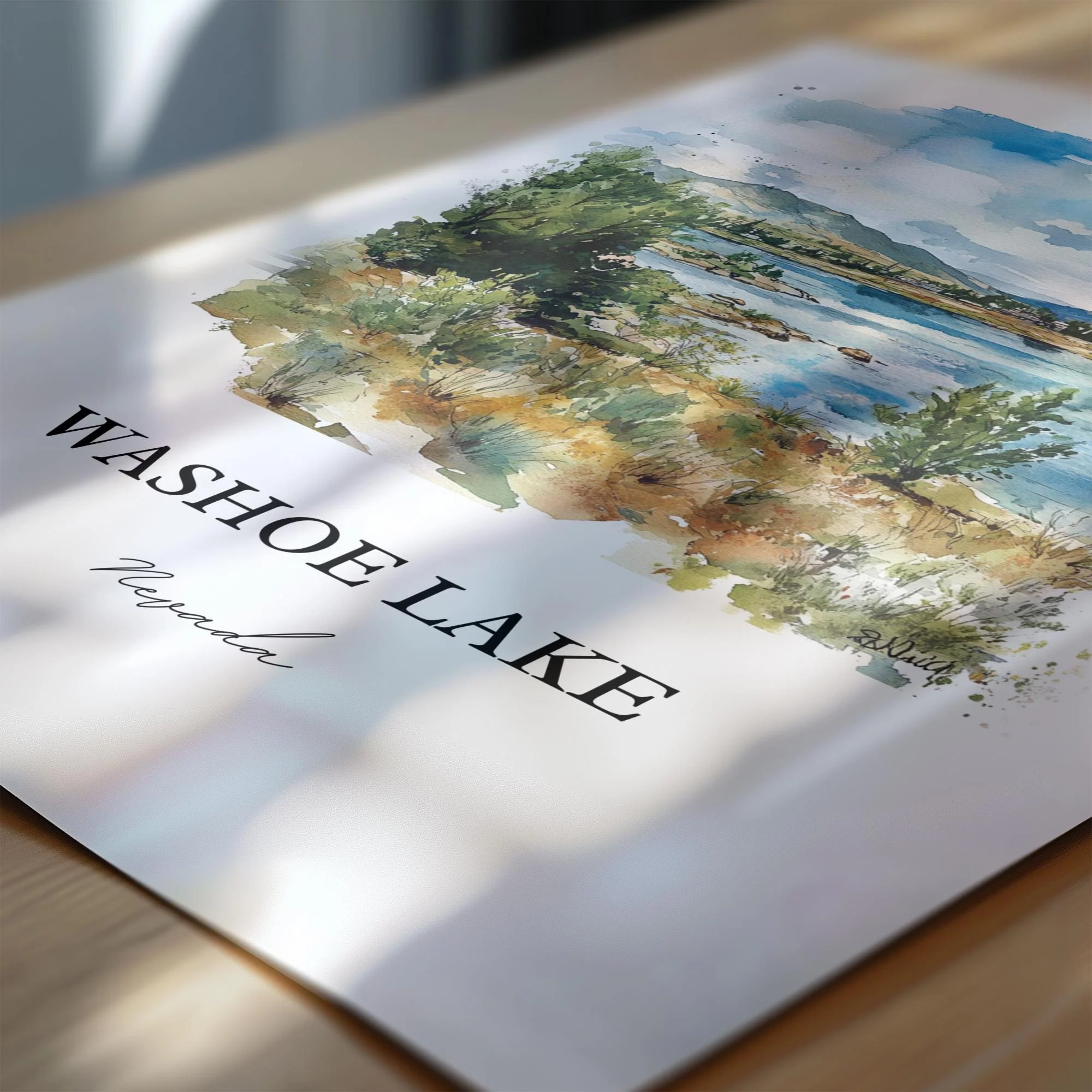 Washoe Lake, Nevada, USA – Watercolor Art Print - Image 2