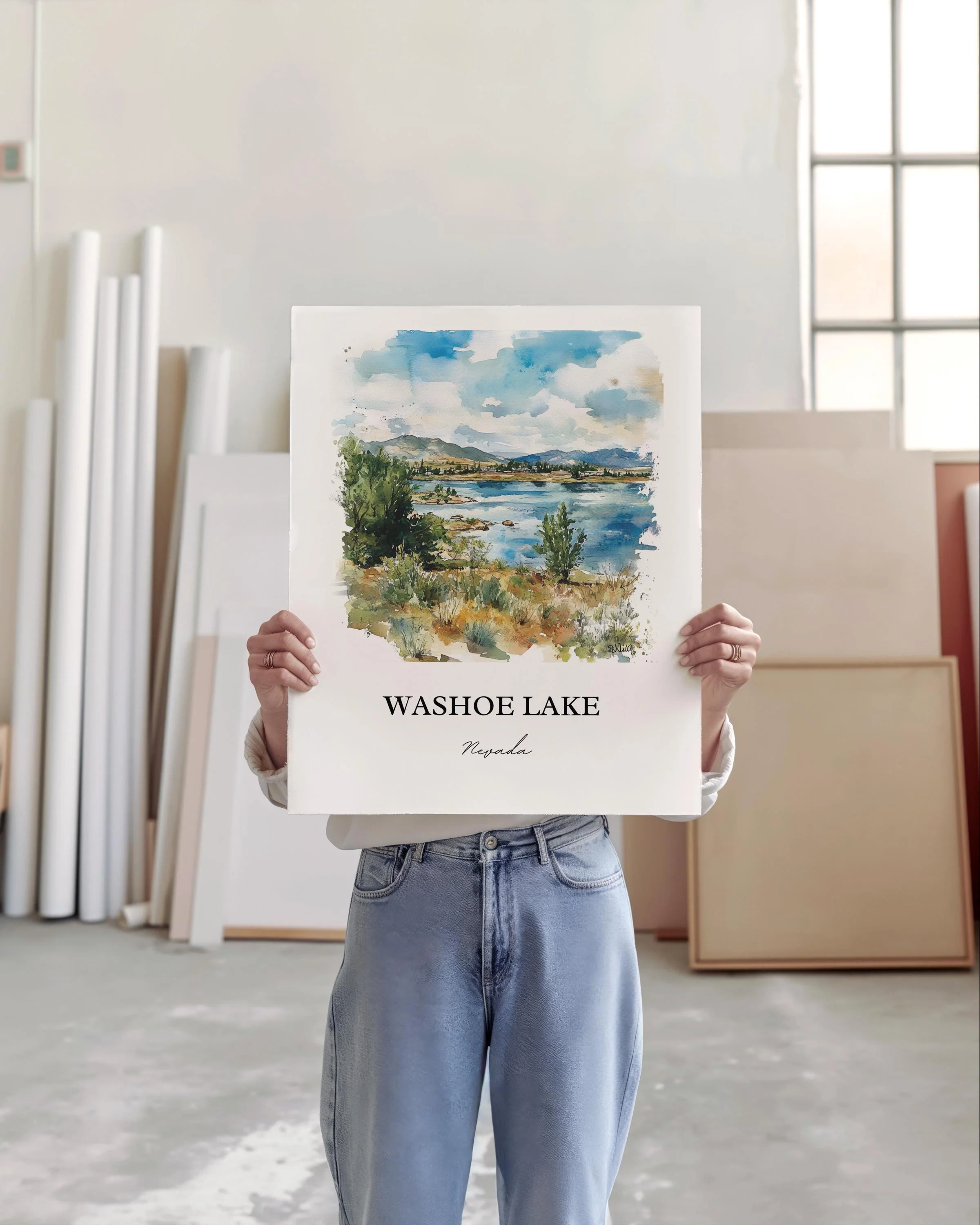 Washoe Lake, Nevada, USA – Watercolor Art Print - Image 4