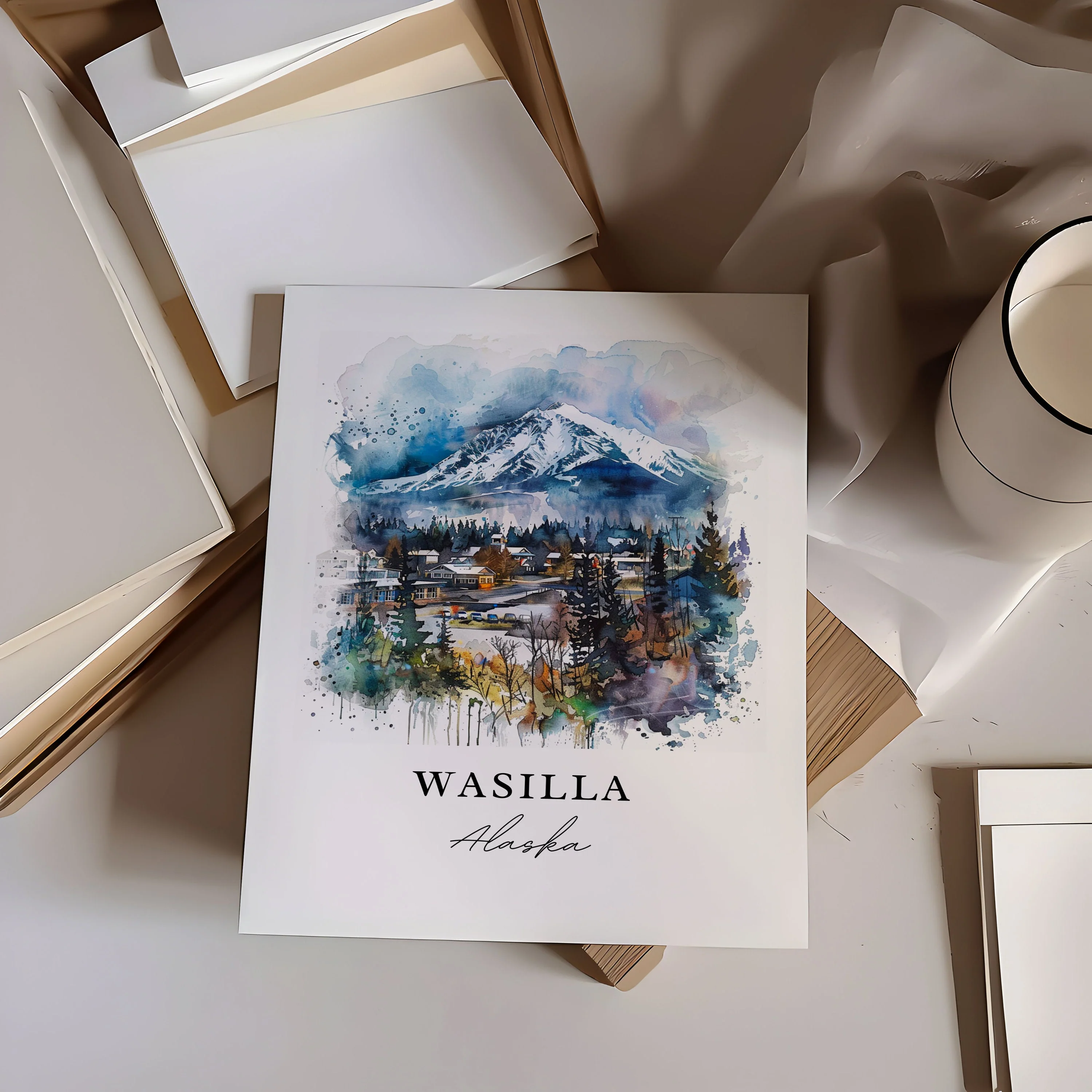 Wasilla, Alaska, Alaska – Watercolor Art Print - Image 2