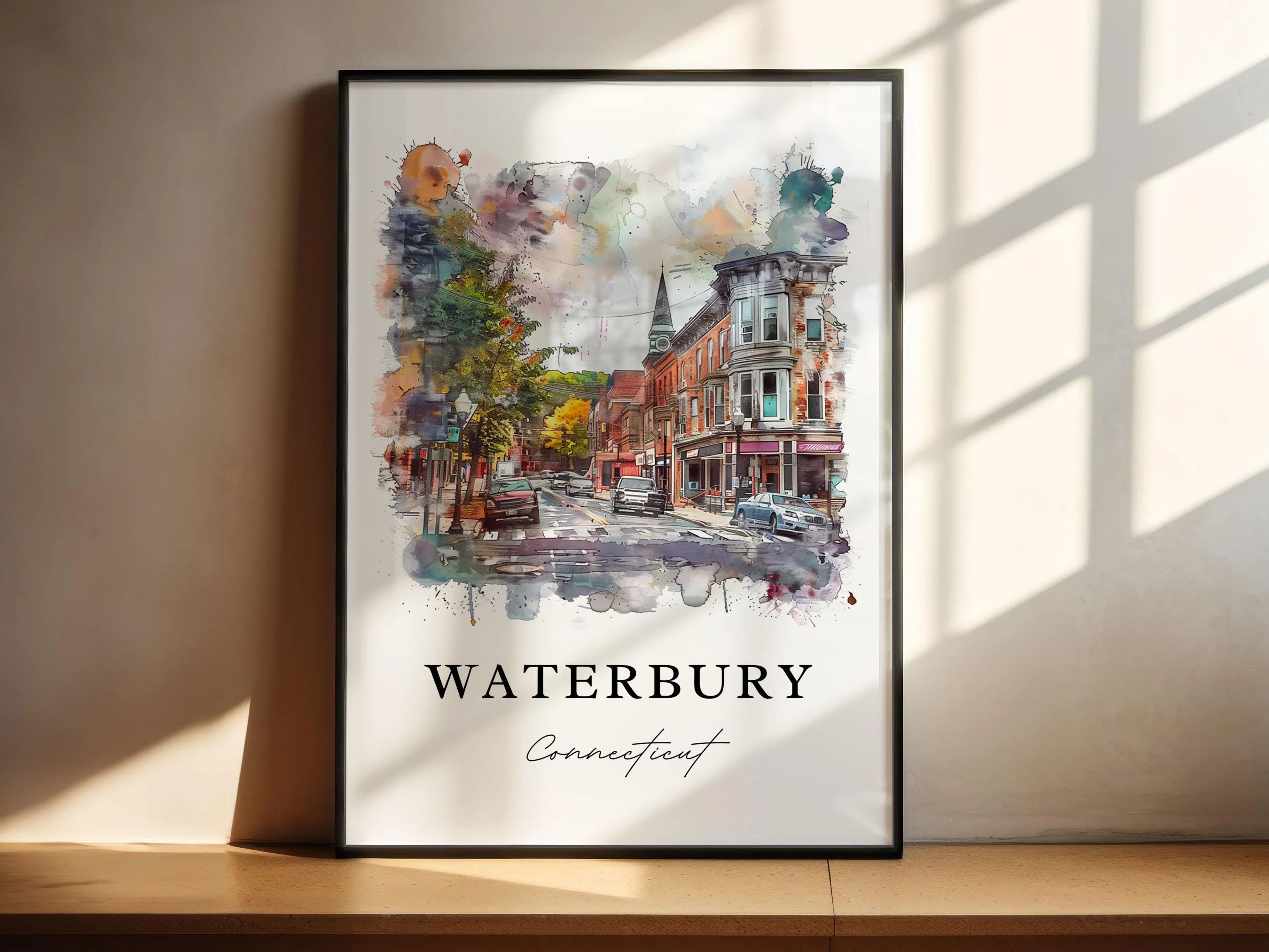 Waterbury, Connecticut, Connecticut – Watercolor Art Print - Image 4