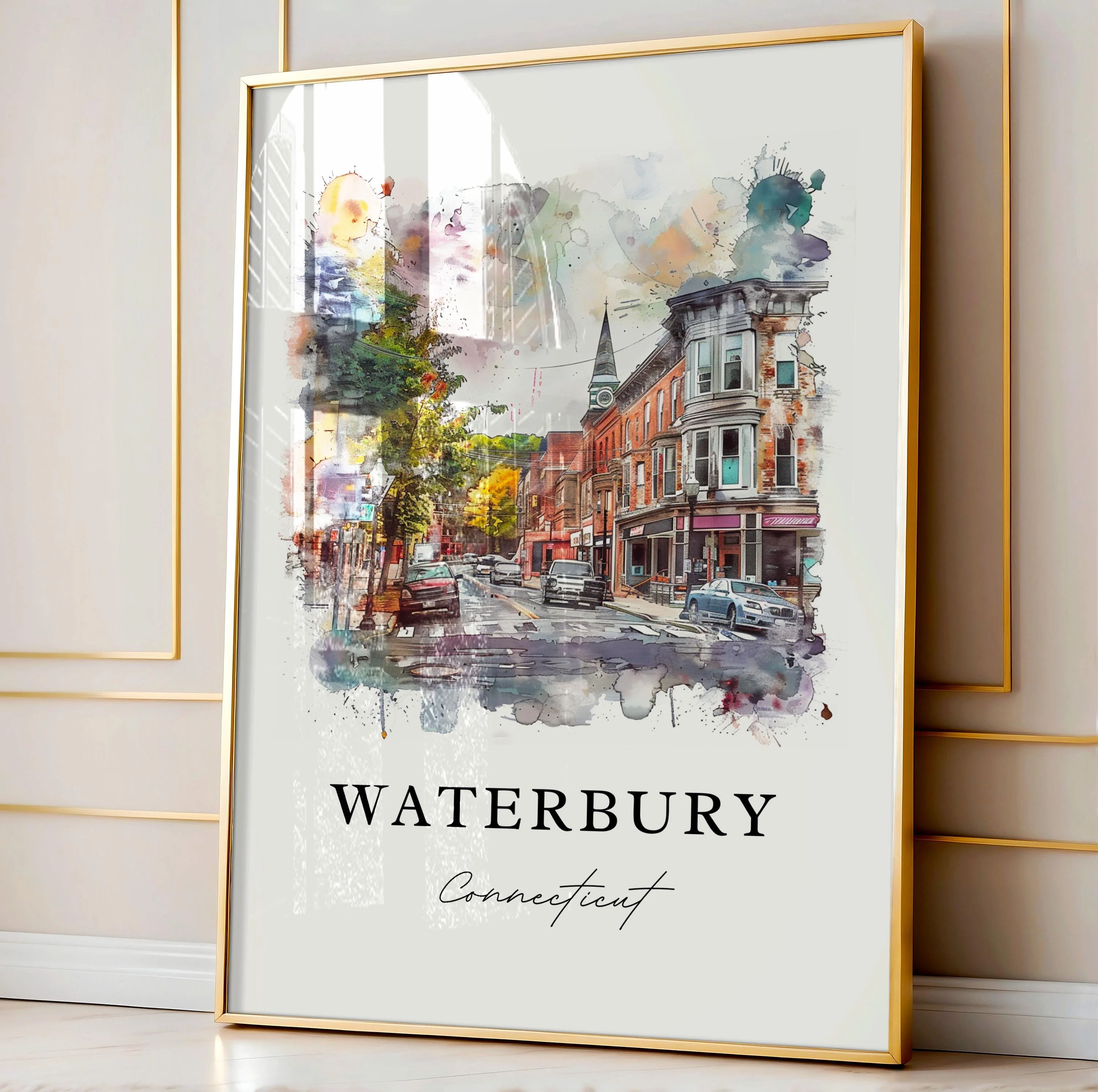 Waterbury, Connecticut, Connecticut – Watercolor Art Print - Image 5