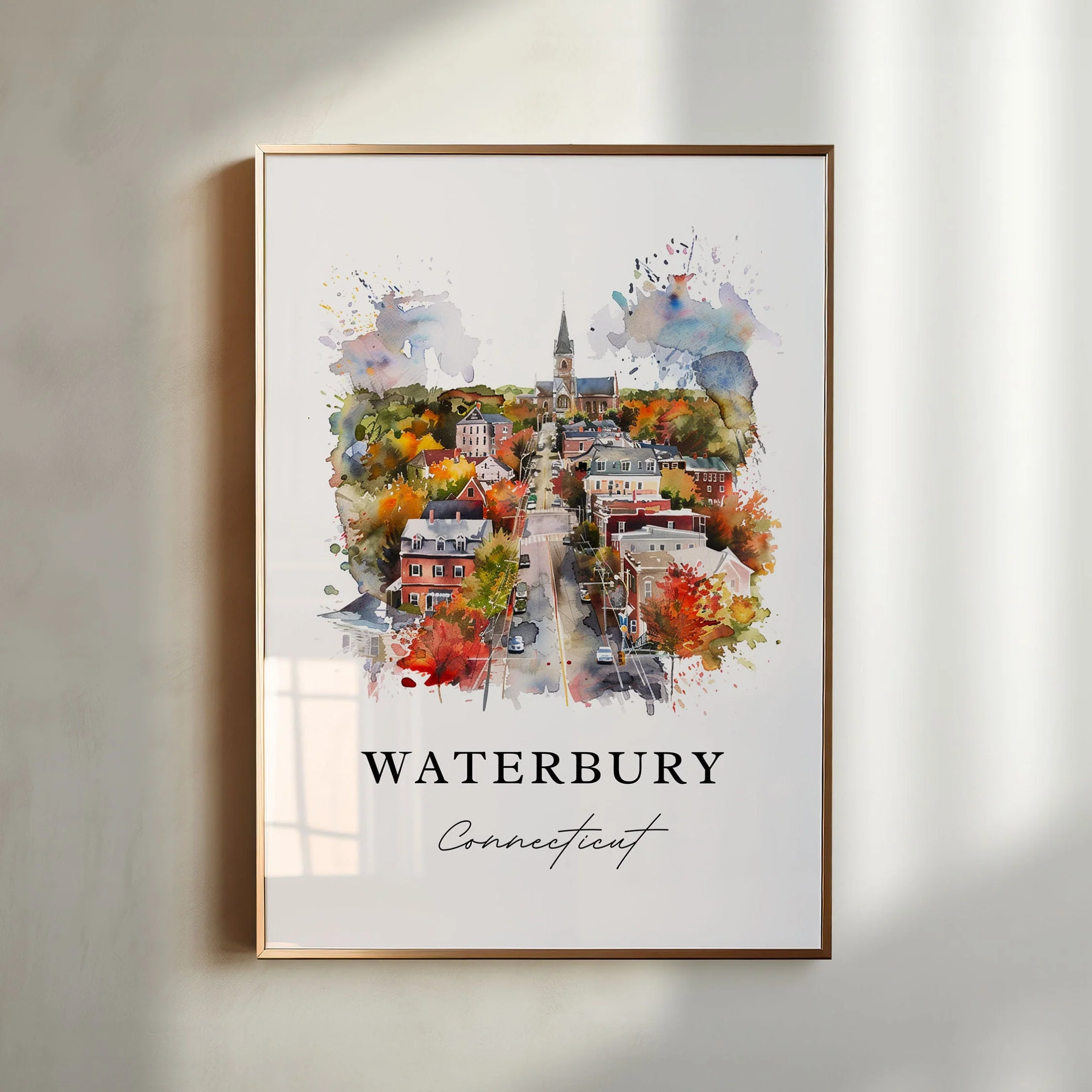 Waterbury, Connecticut, Connecticut – Watercolor Art Print