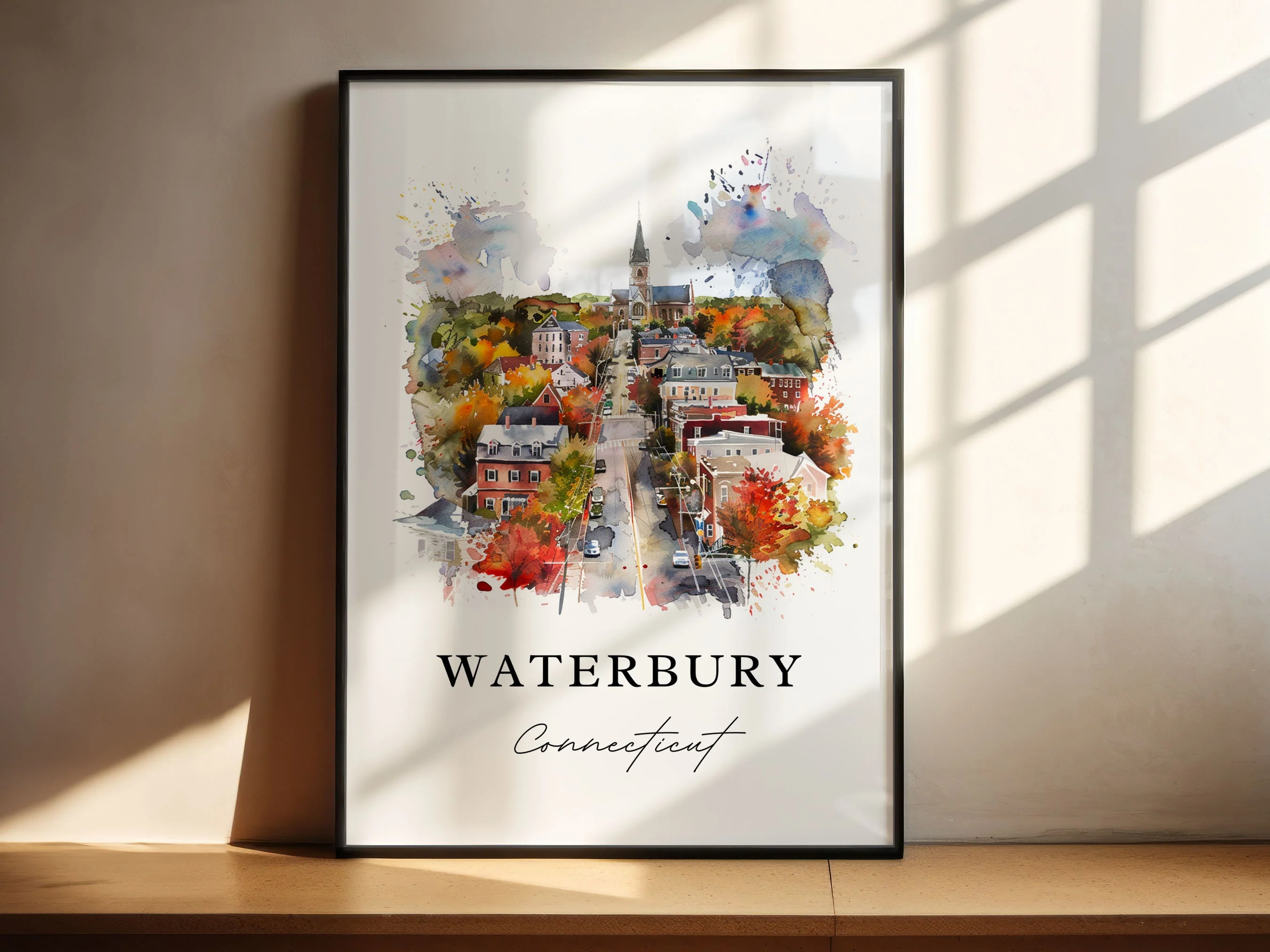 Waterbury, Connecticut, Connecticut – Watercolor Art Print - Image 4