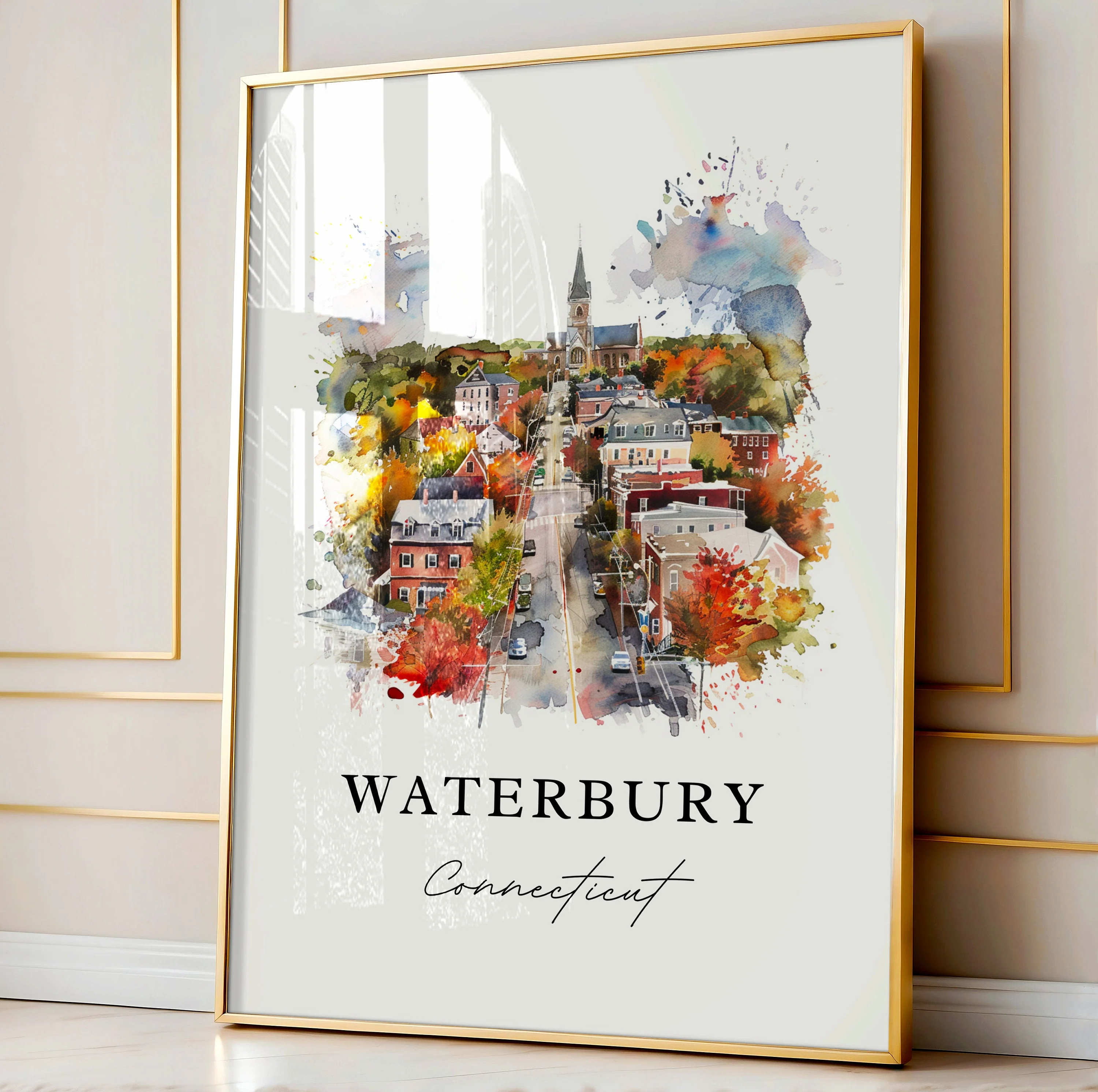 Waterbury, Connecticut, Connecticut – Watercolor Art Print - Image 5